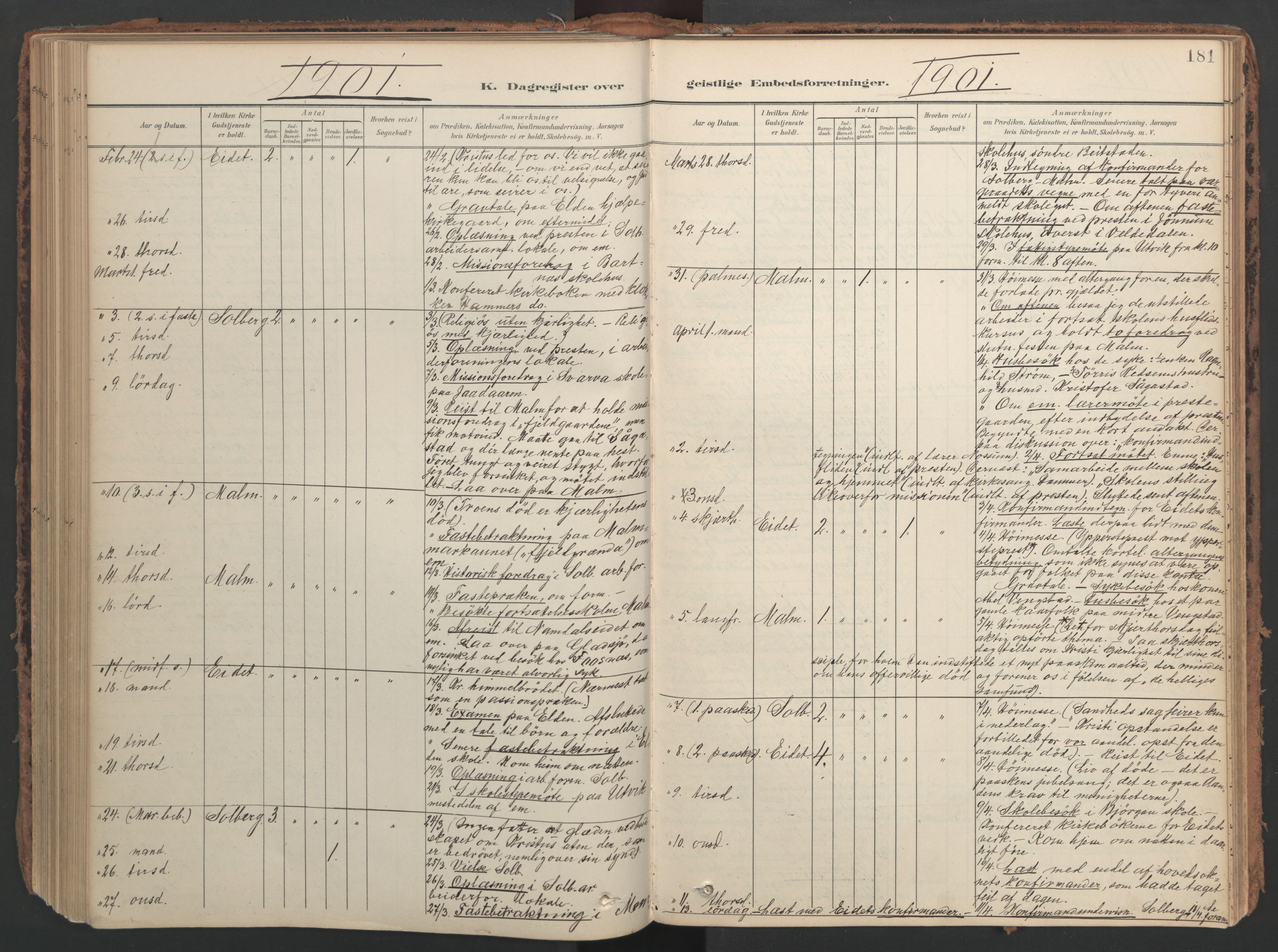 Ministerialprotokoller, klokkerbøker og fødselsregistre - Nord-Trøndelag, AV/SAT-A-1458/741/L0397: Parish register (official) no. 741A11, 1901-1911, p. 181