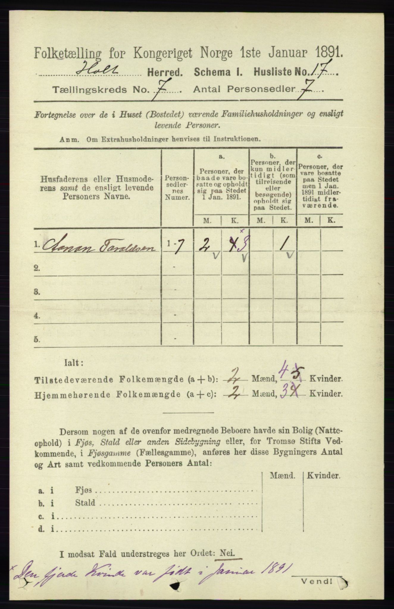 RA, 1891 census for 0914 Holt, 1891, p. 3311