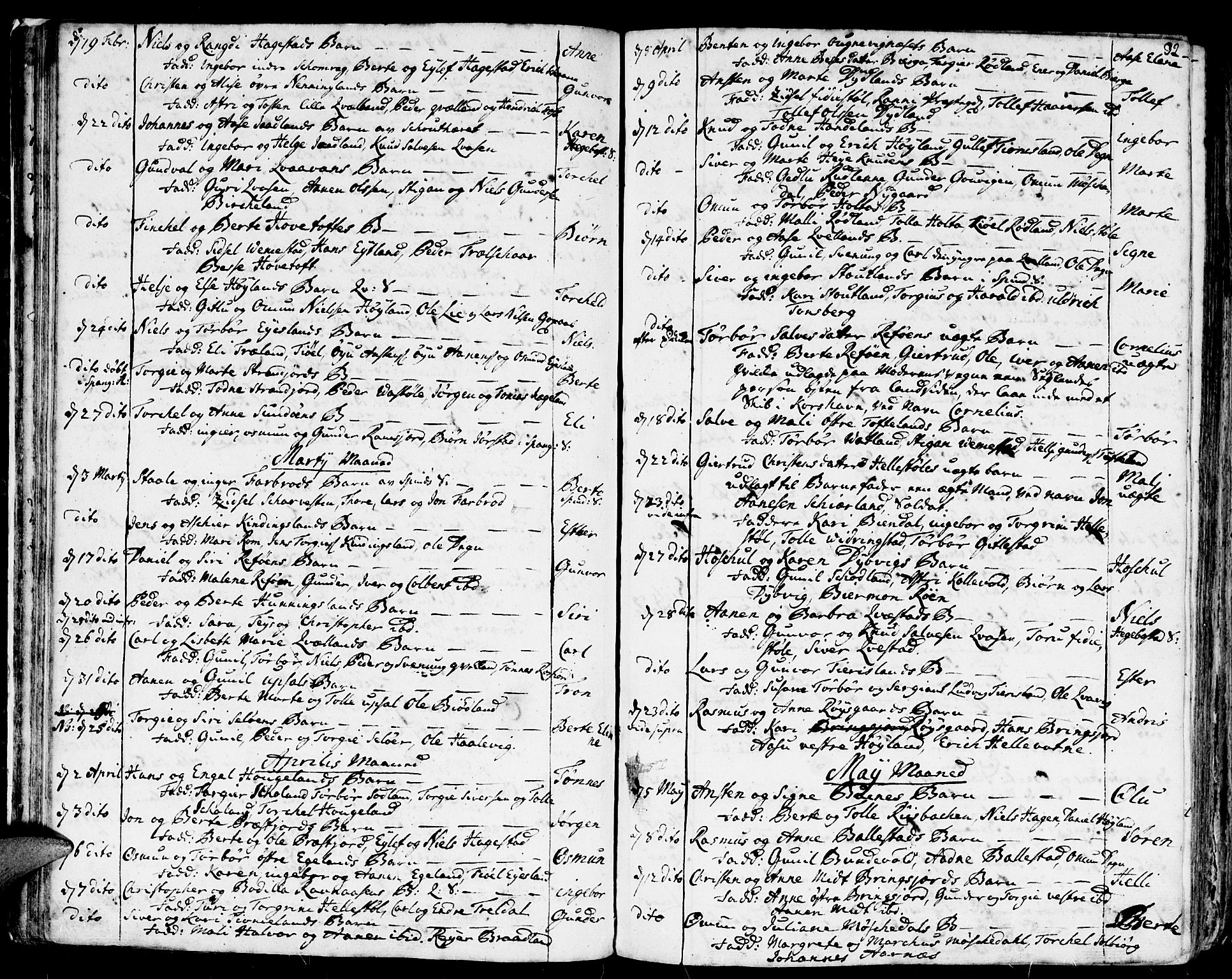 Lyngdal sokneprestkontor, AV/SAK-1111-0029/F/Fa/Fac/L0001: Parish register (official) no. A 1, 1727-1779, p. 32