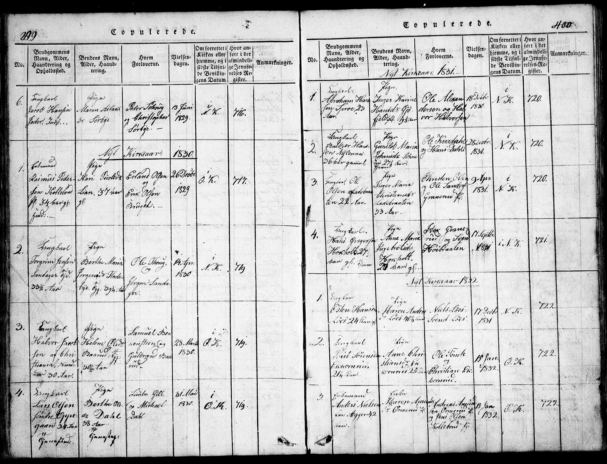 Nesodden prestekontor Kirkebøker, AV/SAO-A-10013/G/Ga/L0001: Parish register (copy) no. I 1, 1814-1847, p. 399-400