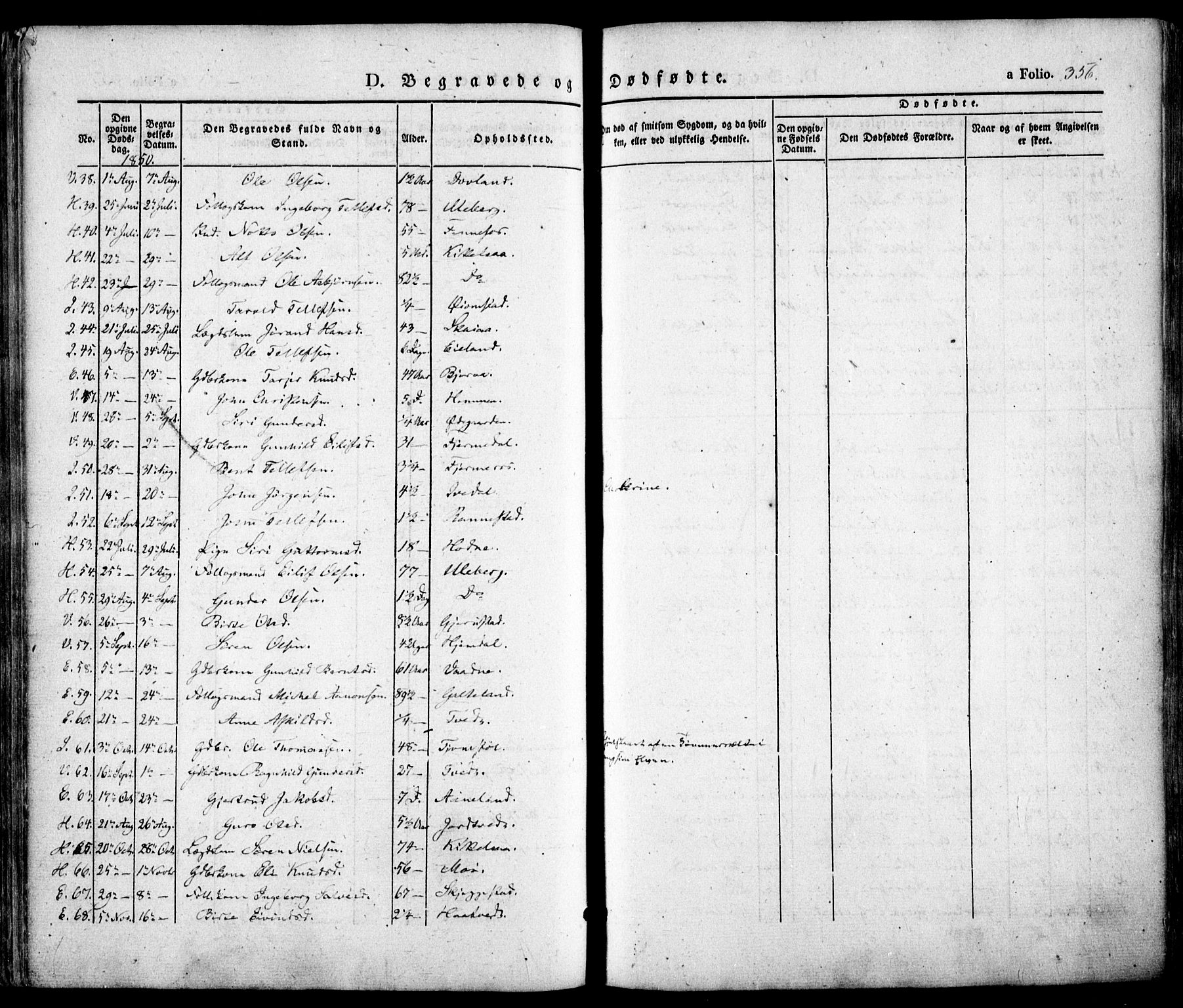 Evje sokneprestkontor, AV/SAK-1111-0008/F/Fa/Faa/L0005: Parish register (official) no. A 5, 1843-1865, p. 356