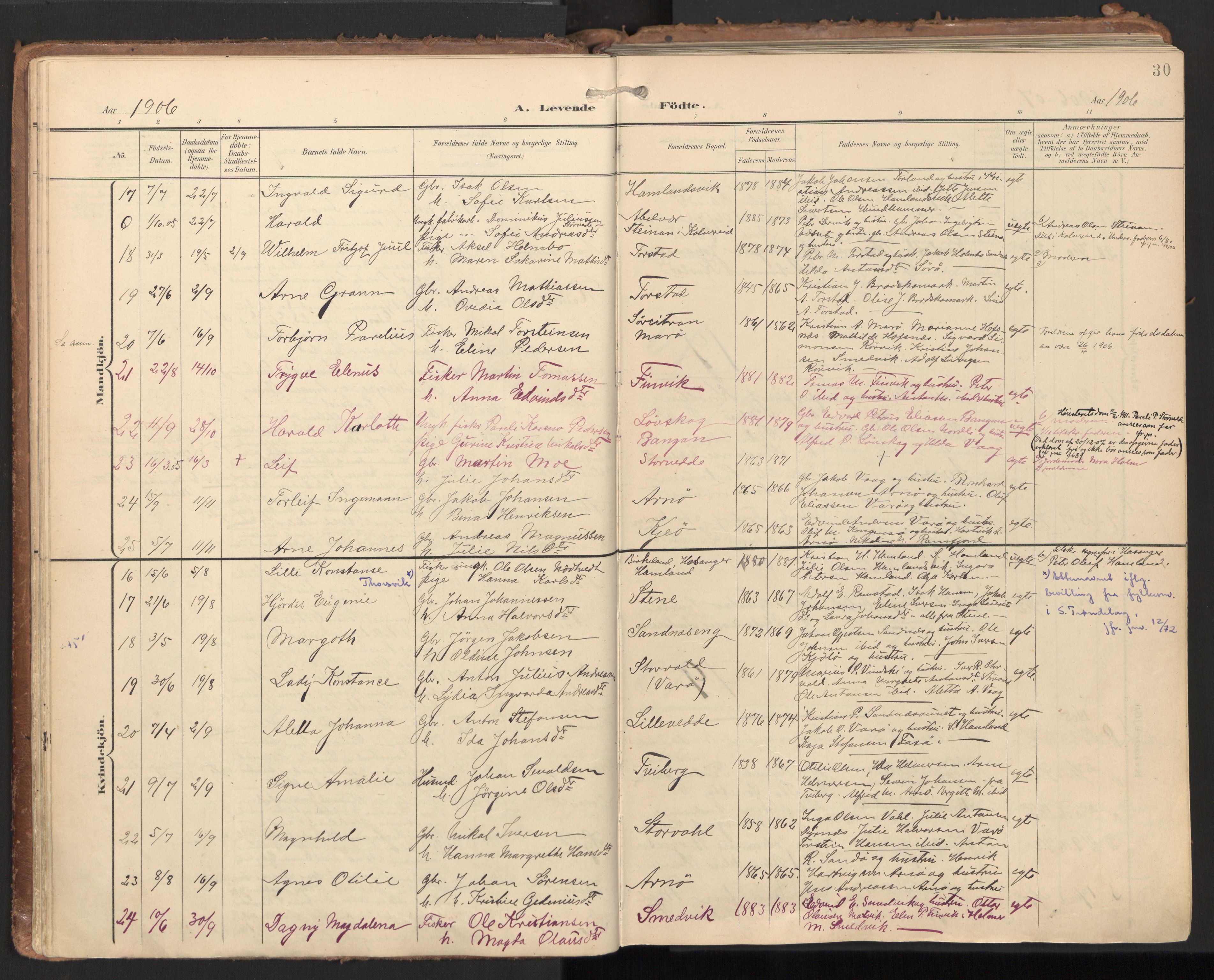 Ministerialprotokoller, klokkerbøker og fødselsregistre - Nord-Trøndelag, AV/SAT-A-1458/784/L0677: Parish register (official) no. 784A12, 1900-1920, p. 30