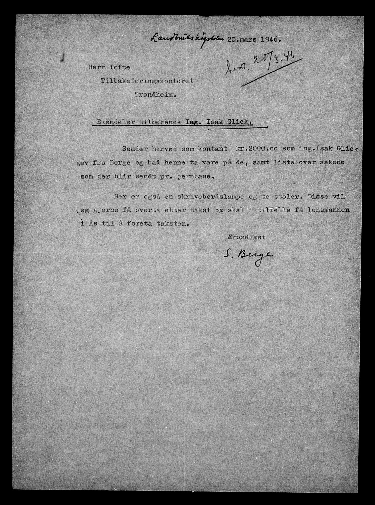 Justisdepartementet, Tilbakeføringskontoret for inndratte formuer, AV/RA-S-1564/H/Hc/Hca/L0895: --, 1945-1947, p. 402