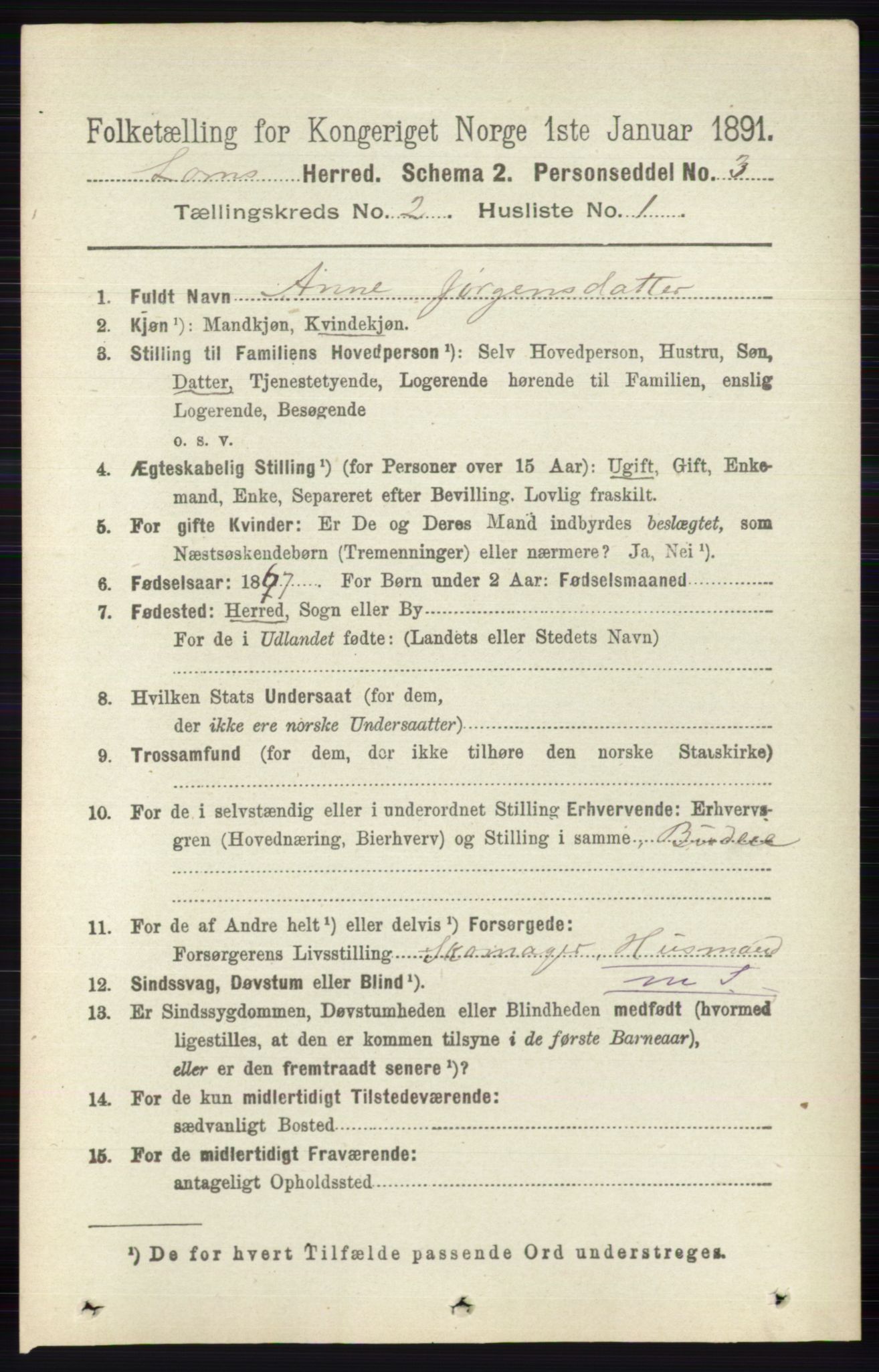 RA, 1891 census for 0514 Lom, 1891, p. 787