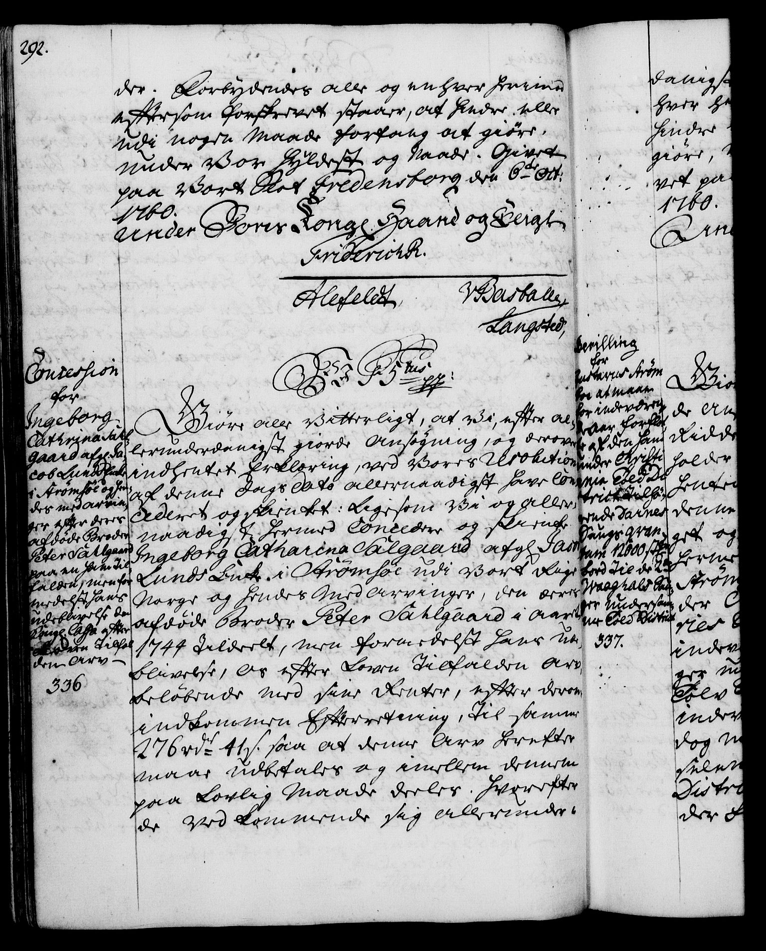 Rentekammeret, Kammerkanselliet, RA/EA-3111/G/Gg/Gga/L0007: Norsk ekspedisjonsprotokoll med register (merket RK 53.7), 1759-1768, p. 292