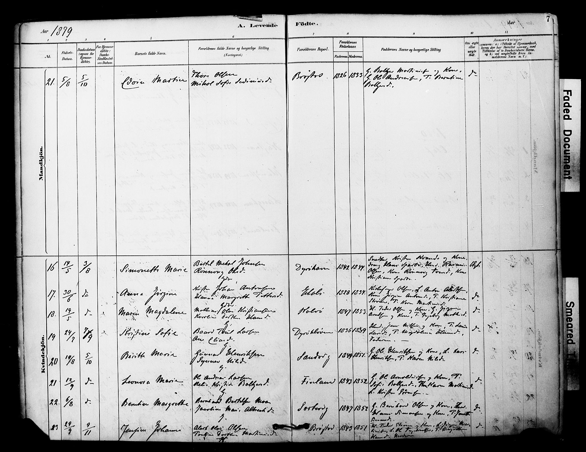 Tranøy sokneprestkontor, SATØ/S-1313/I/Ia/Iaa/L0011kirke: Parish register (official) no. 11, 1878-1904, p. 7