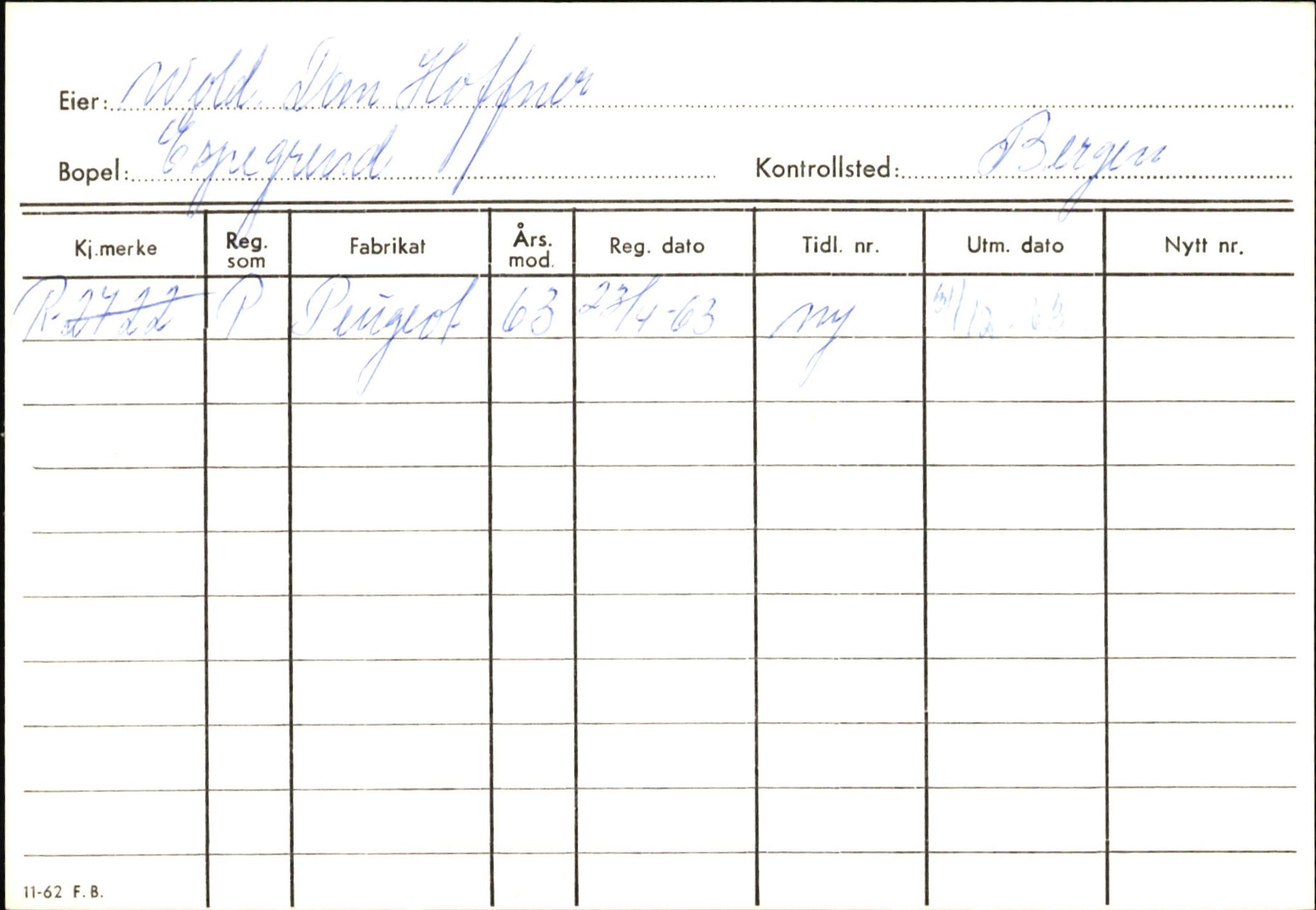 Statens vegvesen, Hordaland vegkontor, AV/SAB-A-5201/2/Ha/L0061: R-eierkort W-Ø, 1920-1971, p. 6