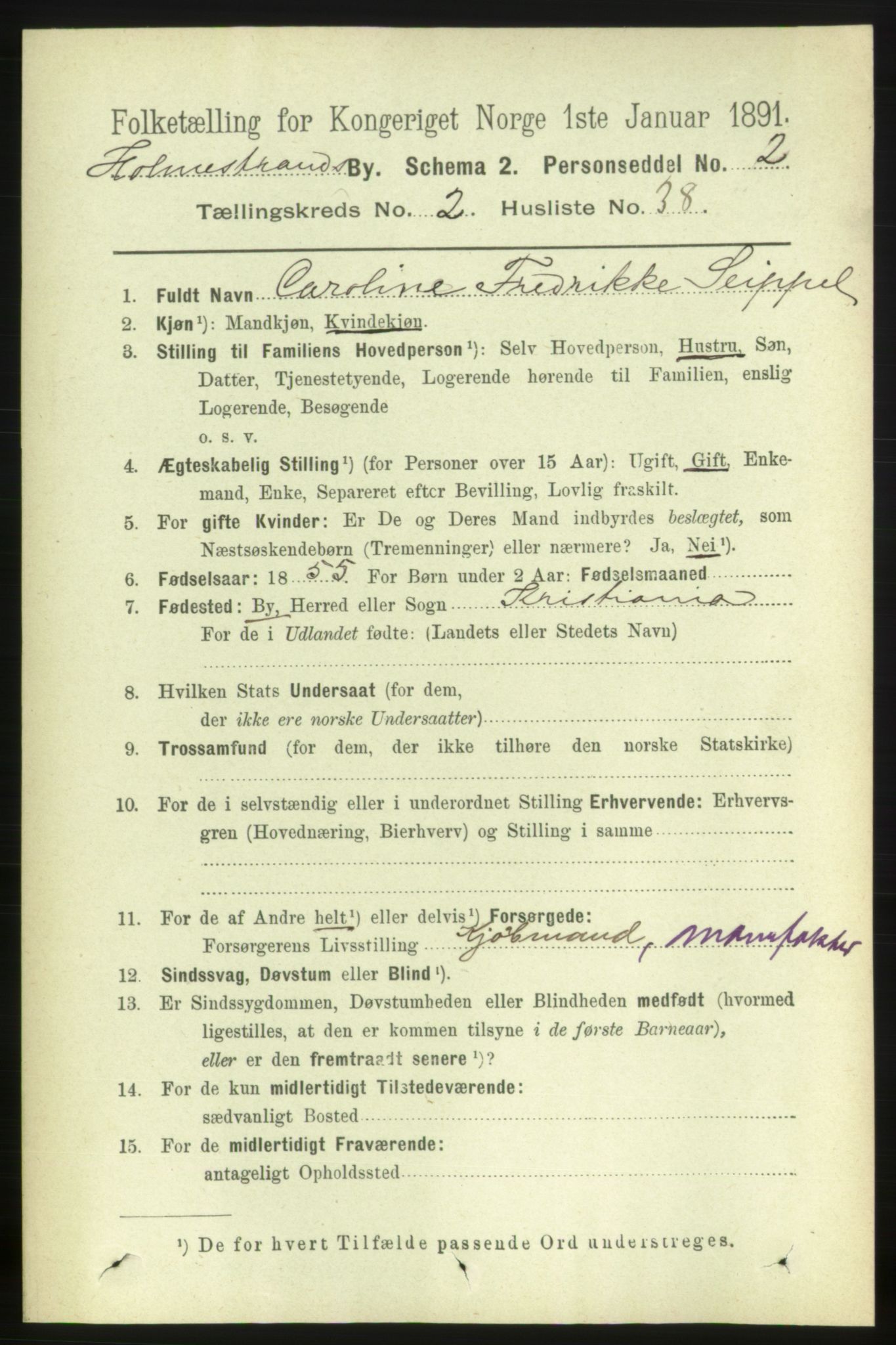 RA, 1891 census for 0702 Holmestrand, 1891, p. 1551