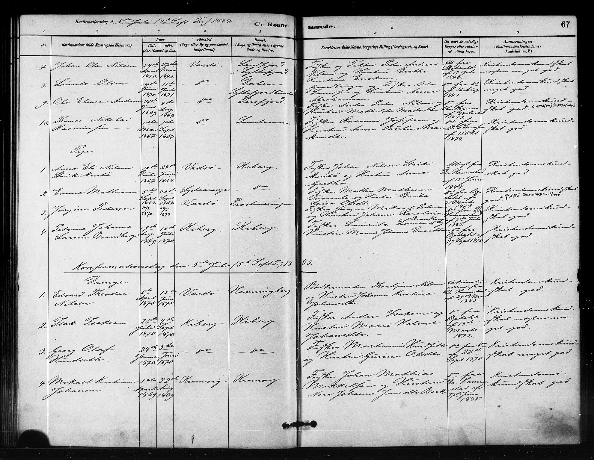 Vardø sokneprestkontor, SATØ/S-1332/H/Ha/L0008kirke: Parish register (official) no. 8, 1879-1887, p. 67
