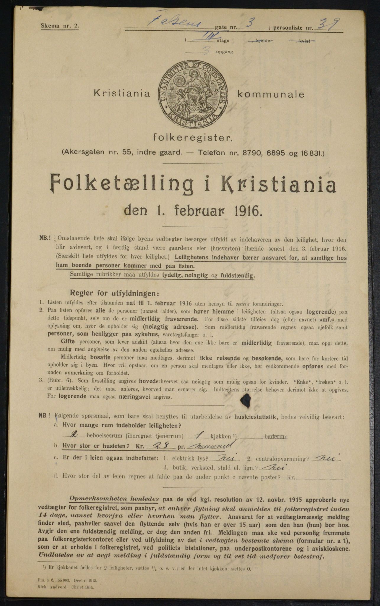 OBA, Municipal Census 1916 for Kristiania, 1916, p. 23659