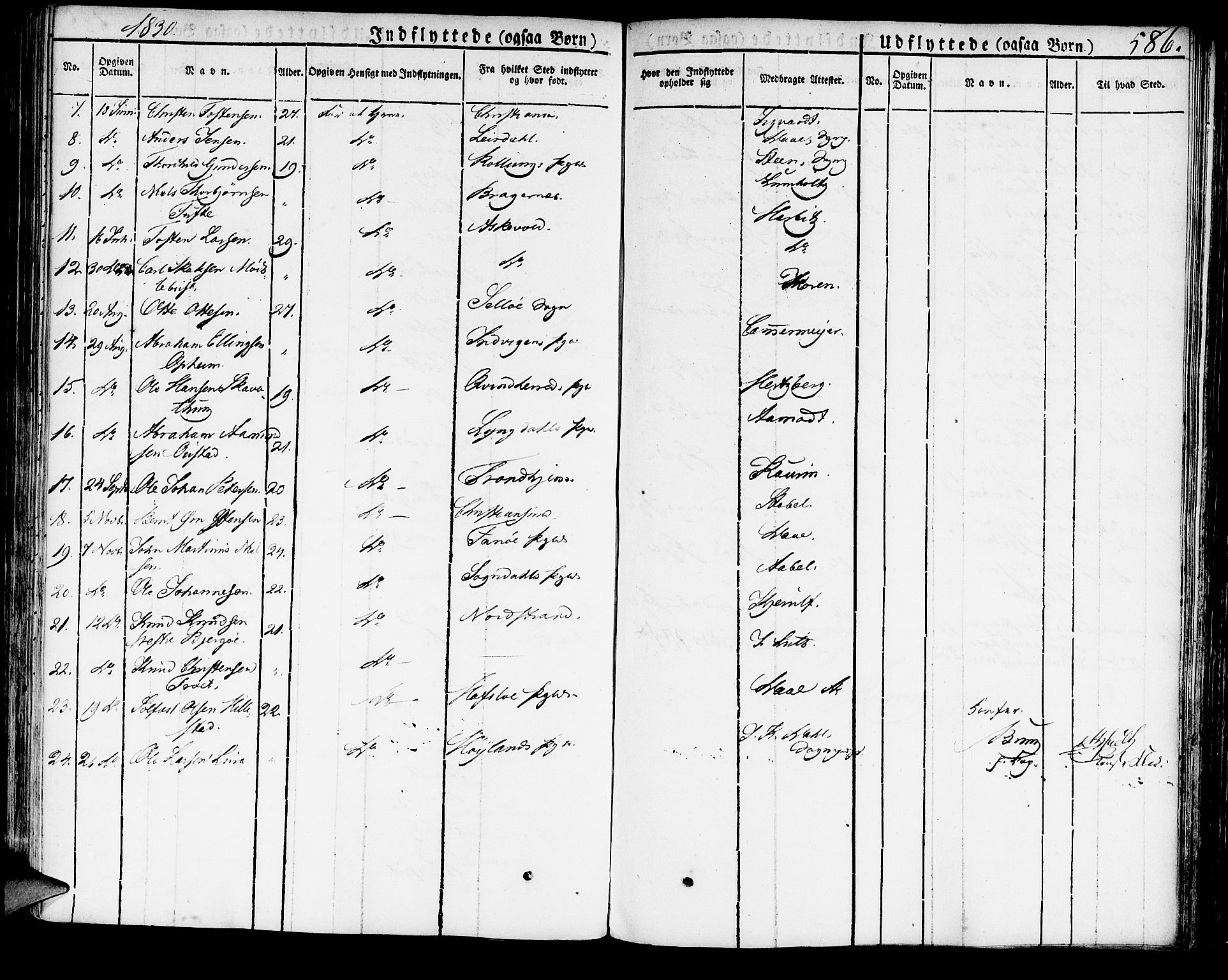 Domkirken sokneprestembete, SAB/A-74801/H/Haa/L0012: Parish register (official) no. A 12, 1821-1840, p. 586