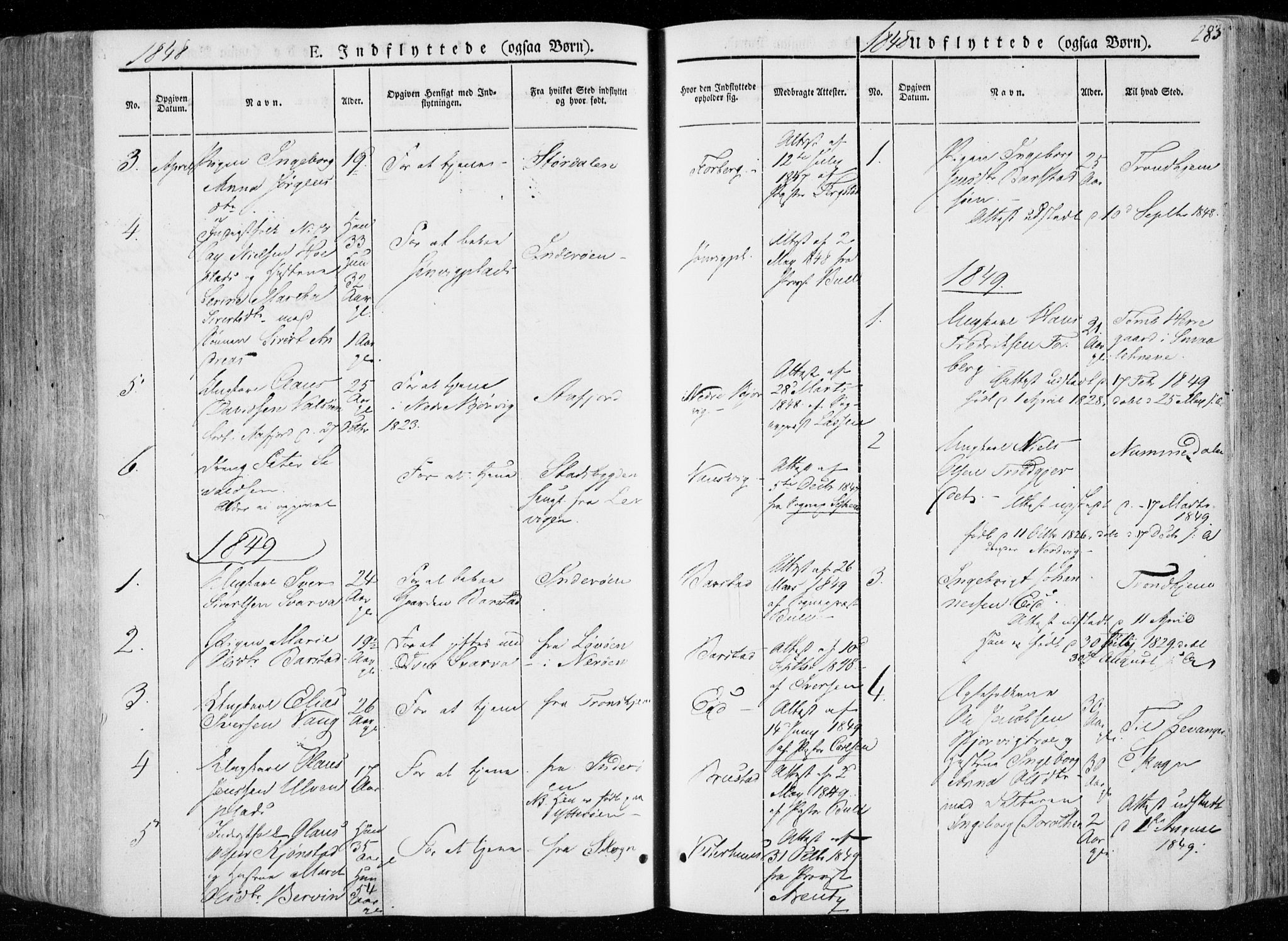 Ministerialprotokoller, klokkerbøker og fødselsregistre - Nord-Trøndelag, AV/SAT-A-1458/722/L0218: Parish register (official) no. 722A05, 1843-1868, p. 283