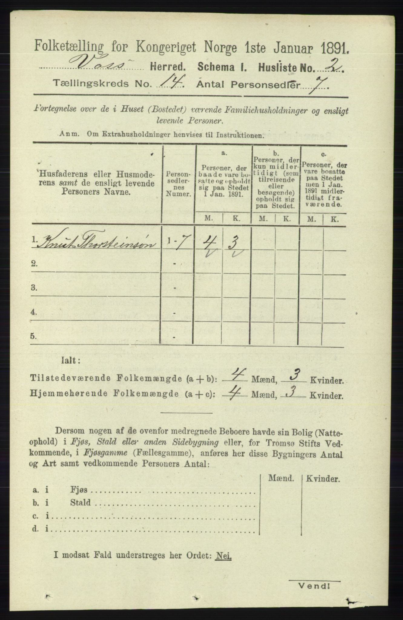 RA, 1891 census for 1235 Voss, 1891, p. 7184