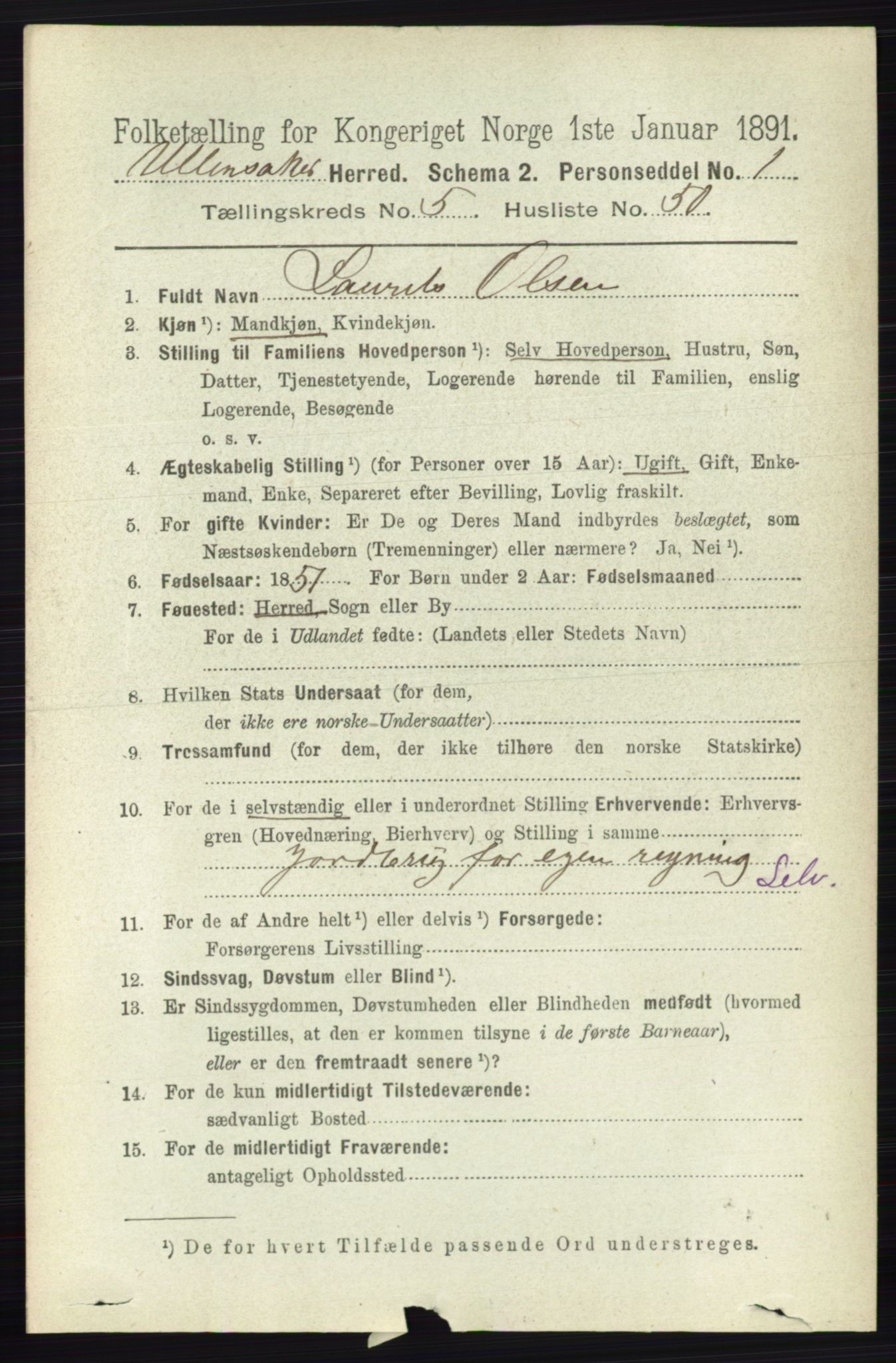 RA, 1891 census for 0235 Ullensaker, 1891, p. 2355