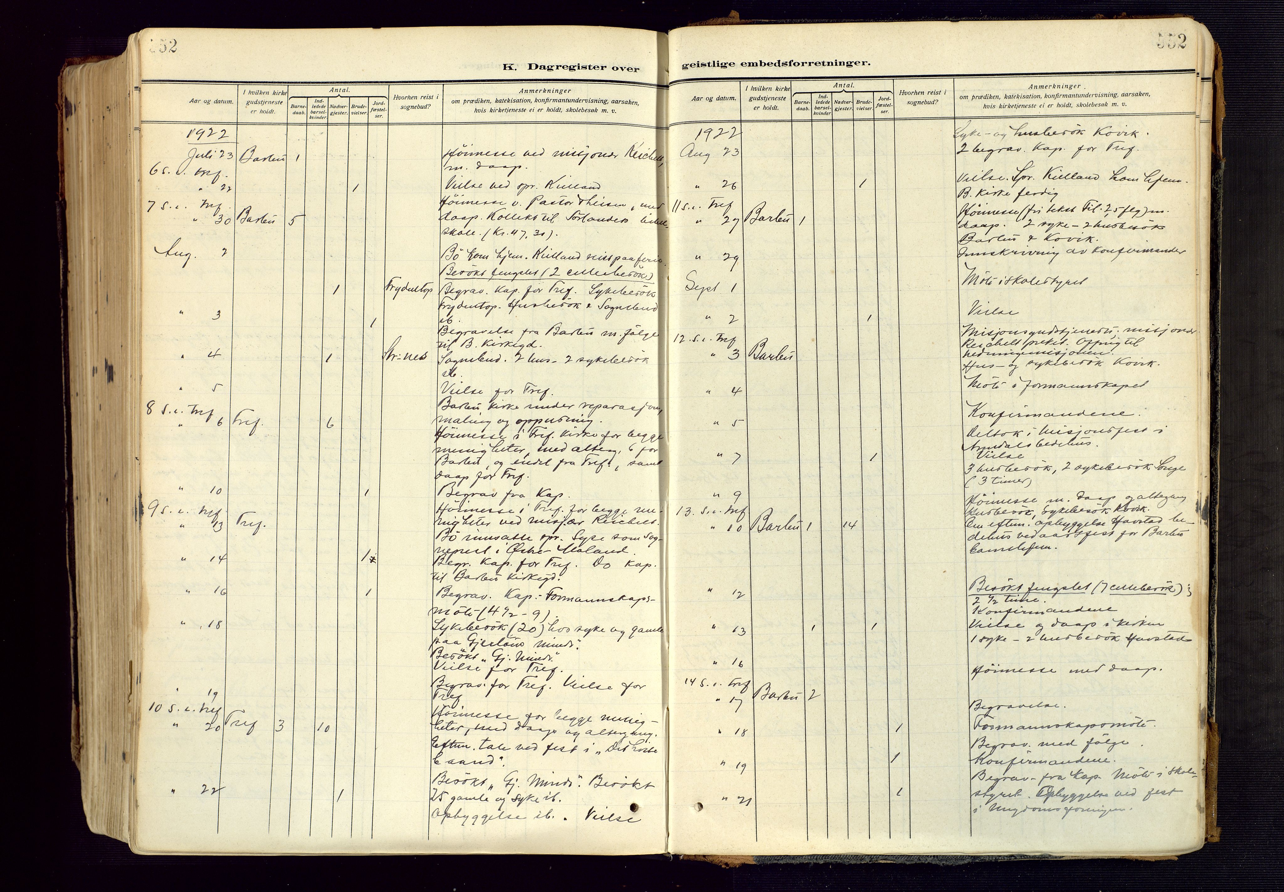 Barbu sokneprestkontor, SAK/1111-0003/F/Fa/L0006: Parish register (official) no. A 6, 1910-1929, p. 552