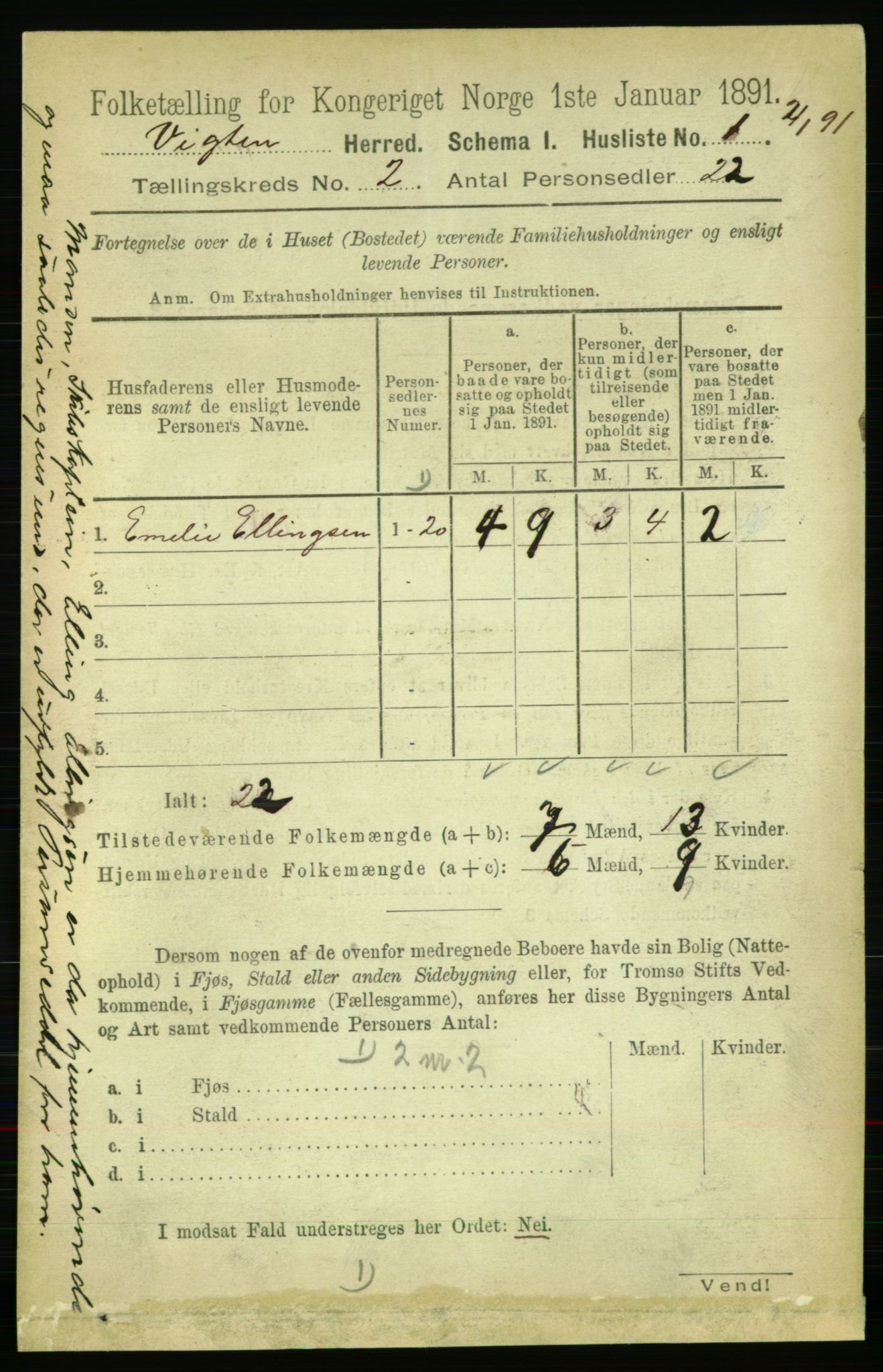 RA, 1891 census for 1750 Vikna, 1891, p. 783