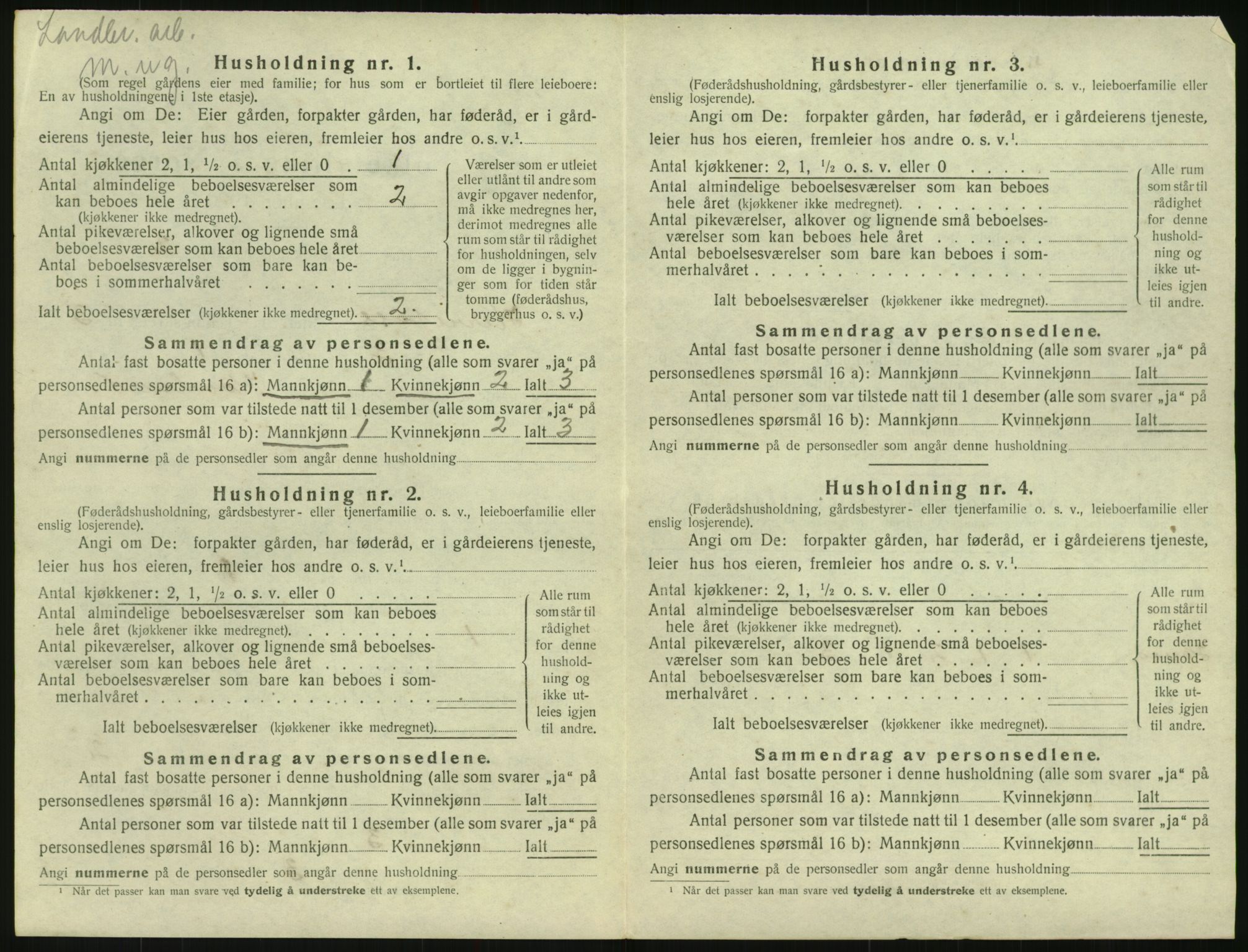 SAK, 1920 census for Herefoss, 1920, p. 95