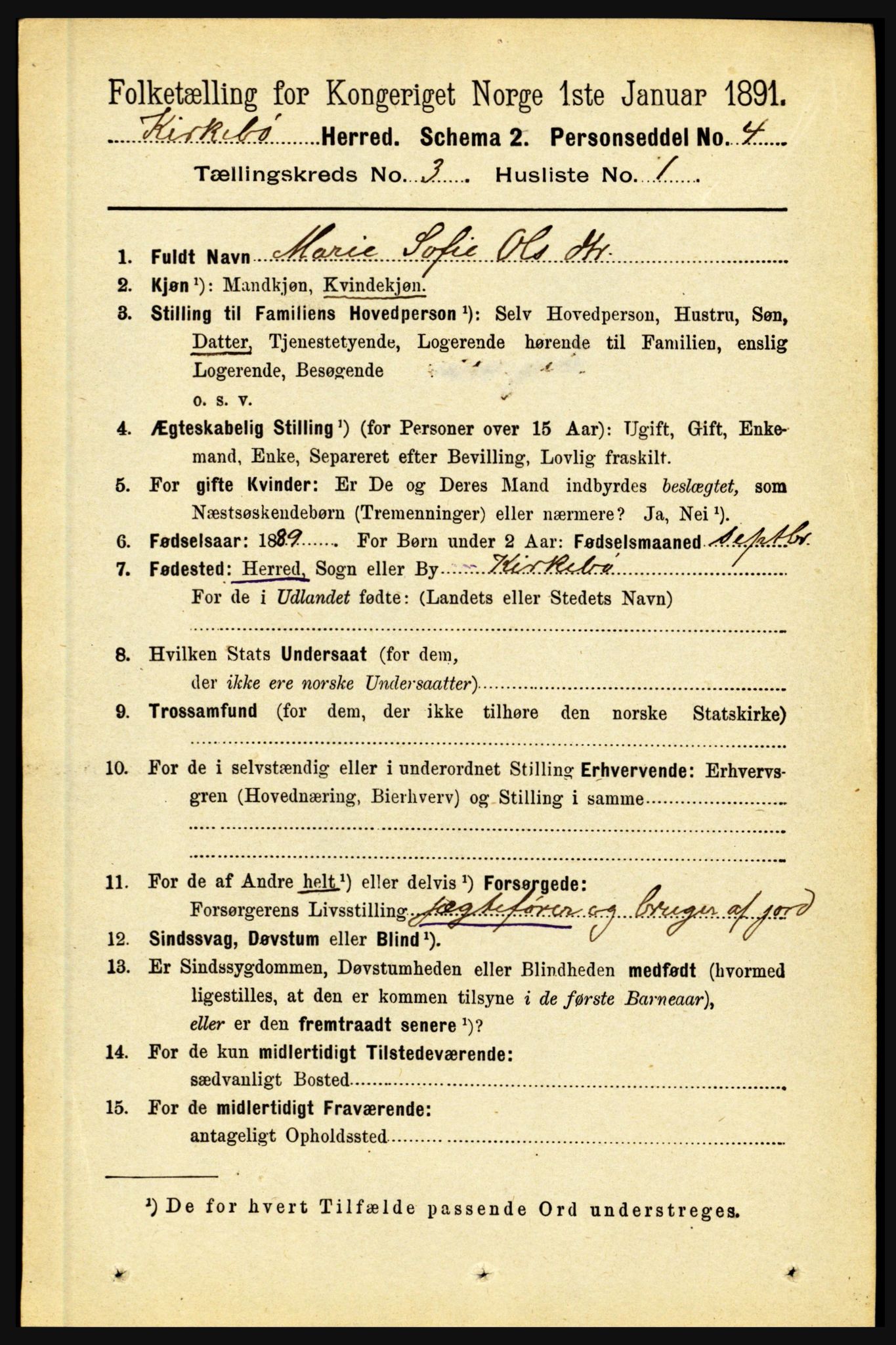 RA, 1891 census for 1416 Kyrkjebø, 1891, p. 542