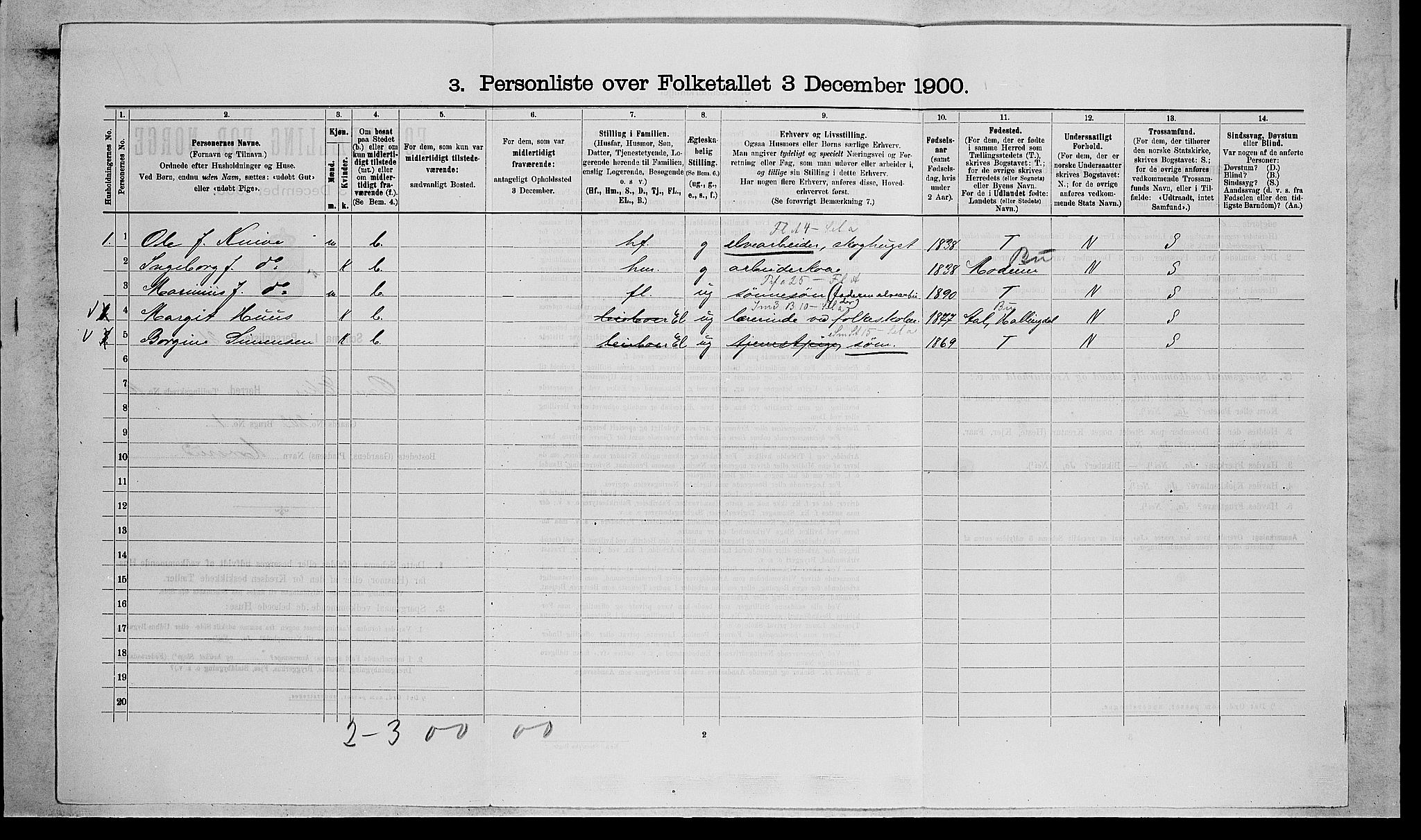 RA, 1900 census for Øvre Eiker, 1900, p. 1866