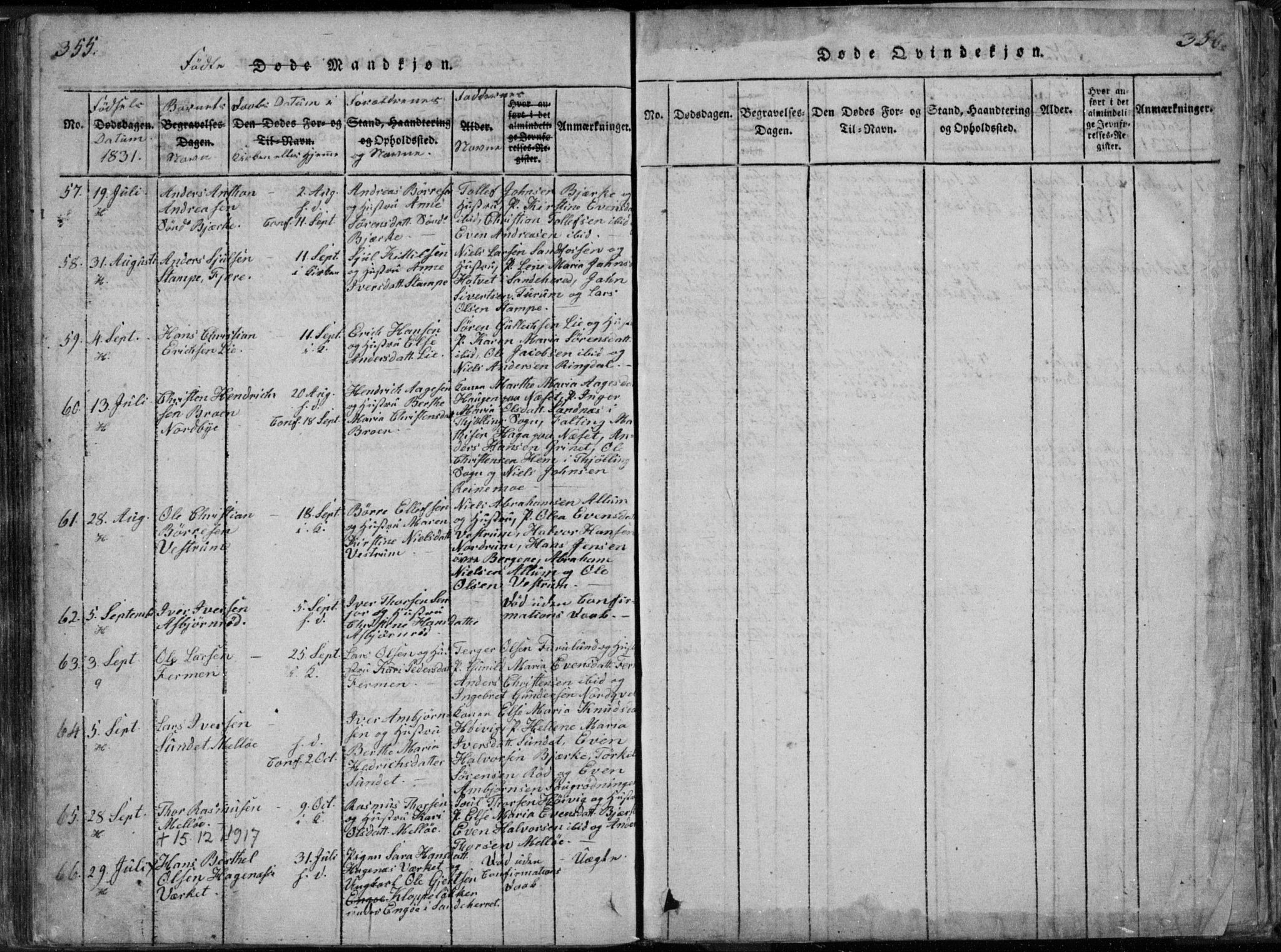 Hedrum kirkebøker, SAKO/A-344/F/Fa/L0004: Parish register (official) no. I 4, 1817-1835, p. 355-356