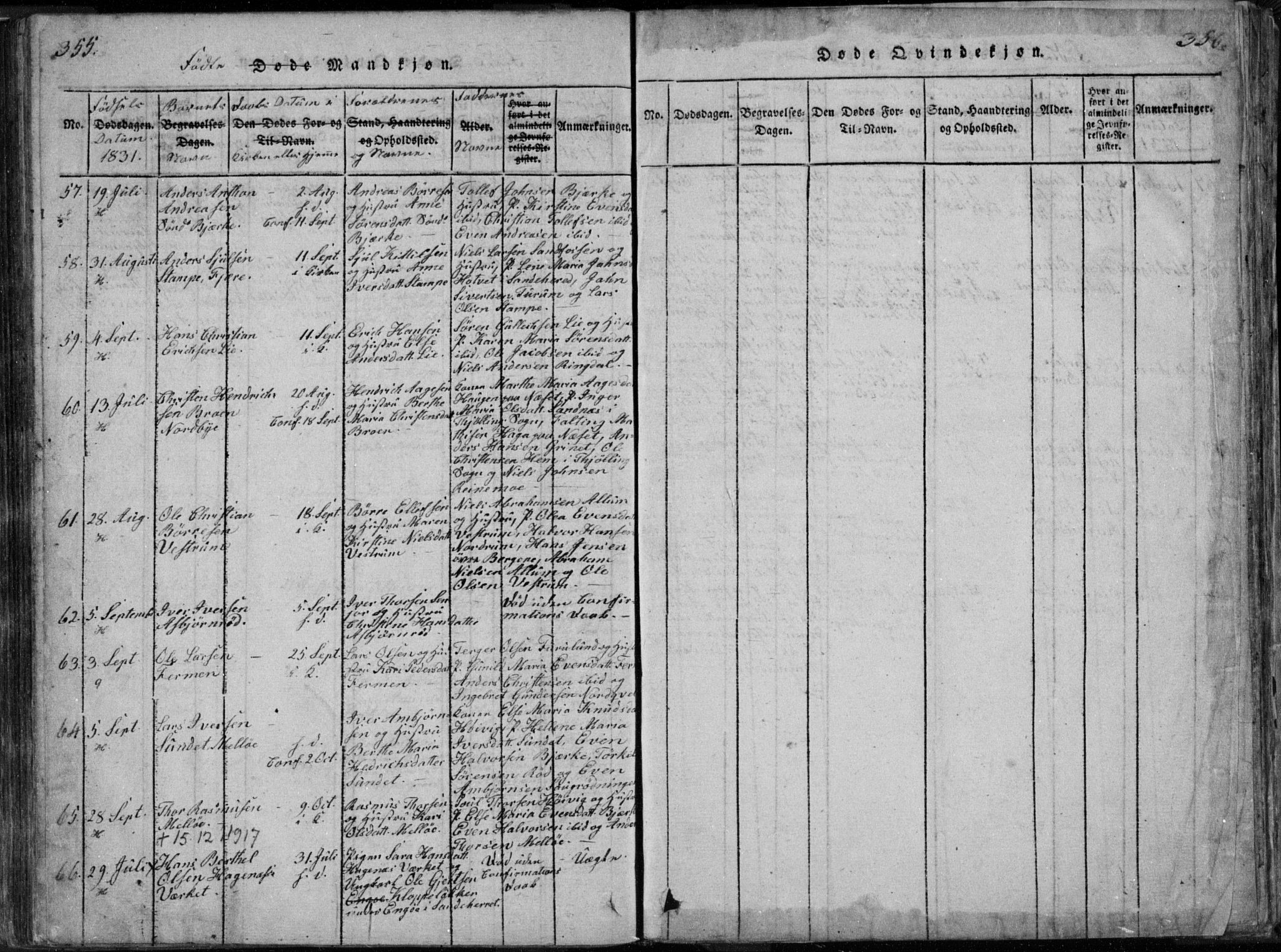 Hedrum kirkebøker, AV/SAKO-A-344/F/Fa/L0004: Parish register (official) no. I 4, 1817-1835, p. 355-356