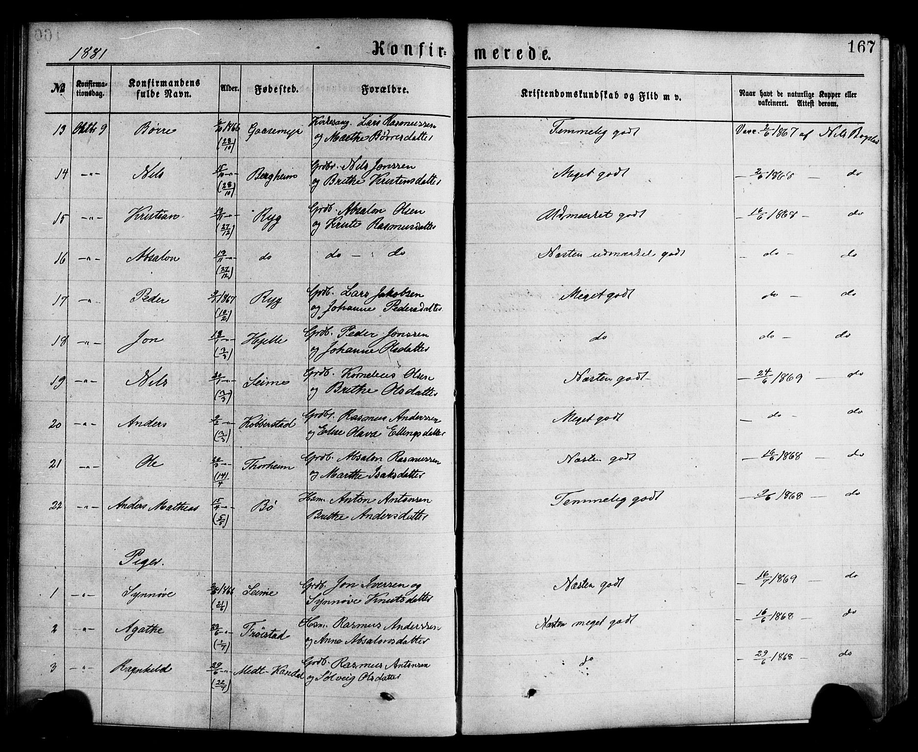 Gloppen sokneprestembete, SAB/A-80101/H/Haa/Haac/L0001: Parish register (official) no. C 1, 1871-1886, p. 167
