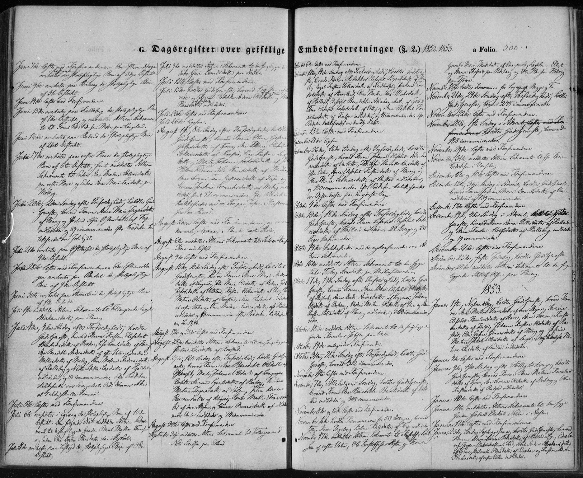 Lista sokneprestkontor, SAK/1111-0027/F/Fa/L0010: Parish register (official) no. A 10, 1846-1861, p. 500