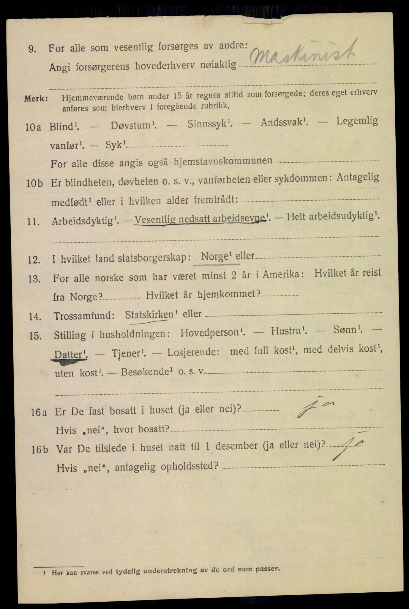 SAK, 1920 census for Mandal, 1920, p. 7018