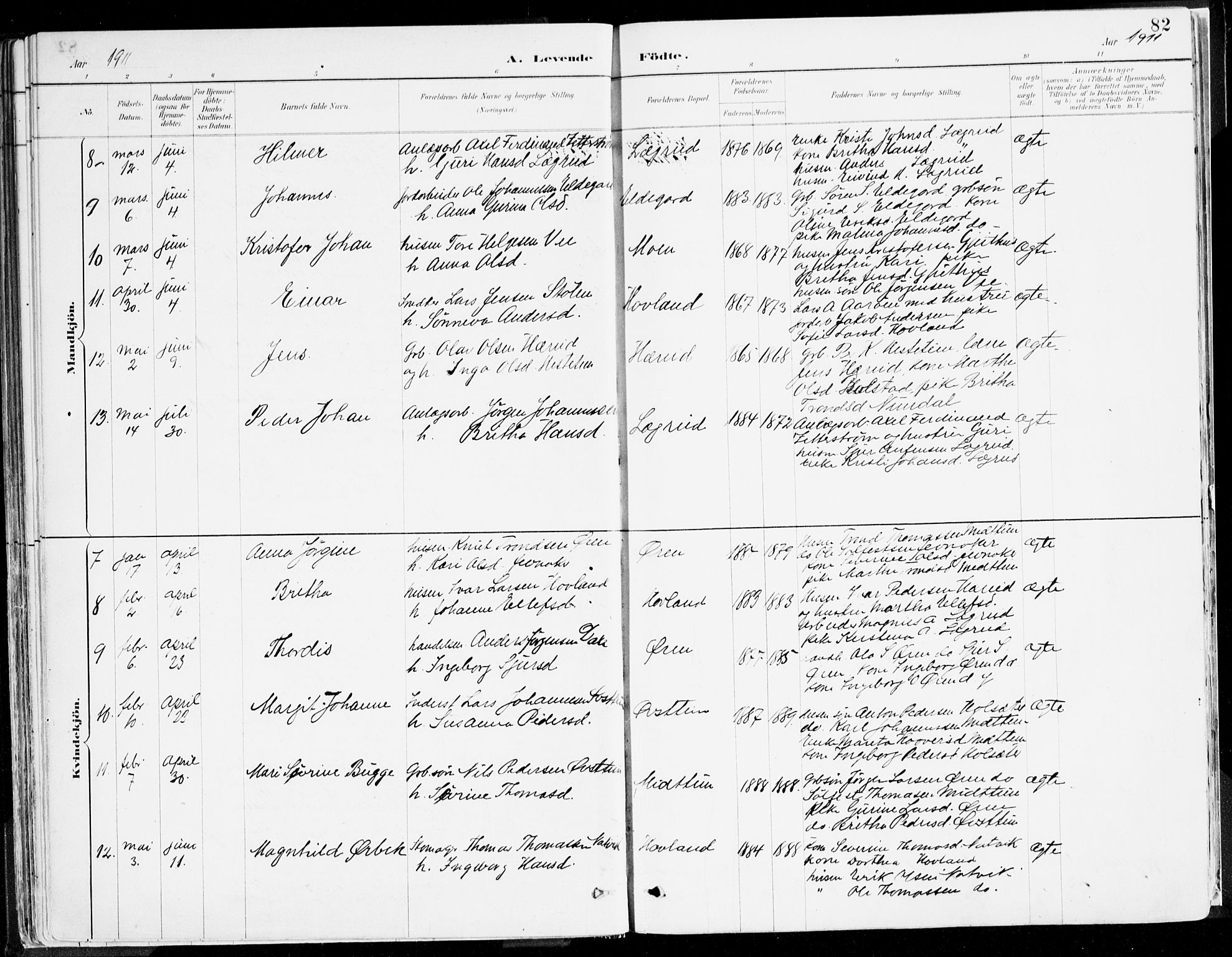 Årdal sokneprestembete, SAB/A-81701: Parish register (official) no. A 5, 1887-1917, p. 82