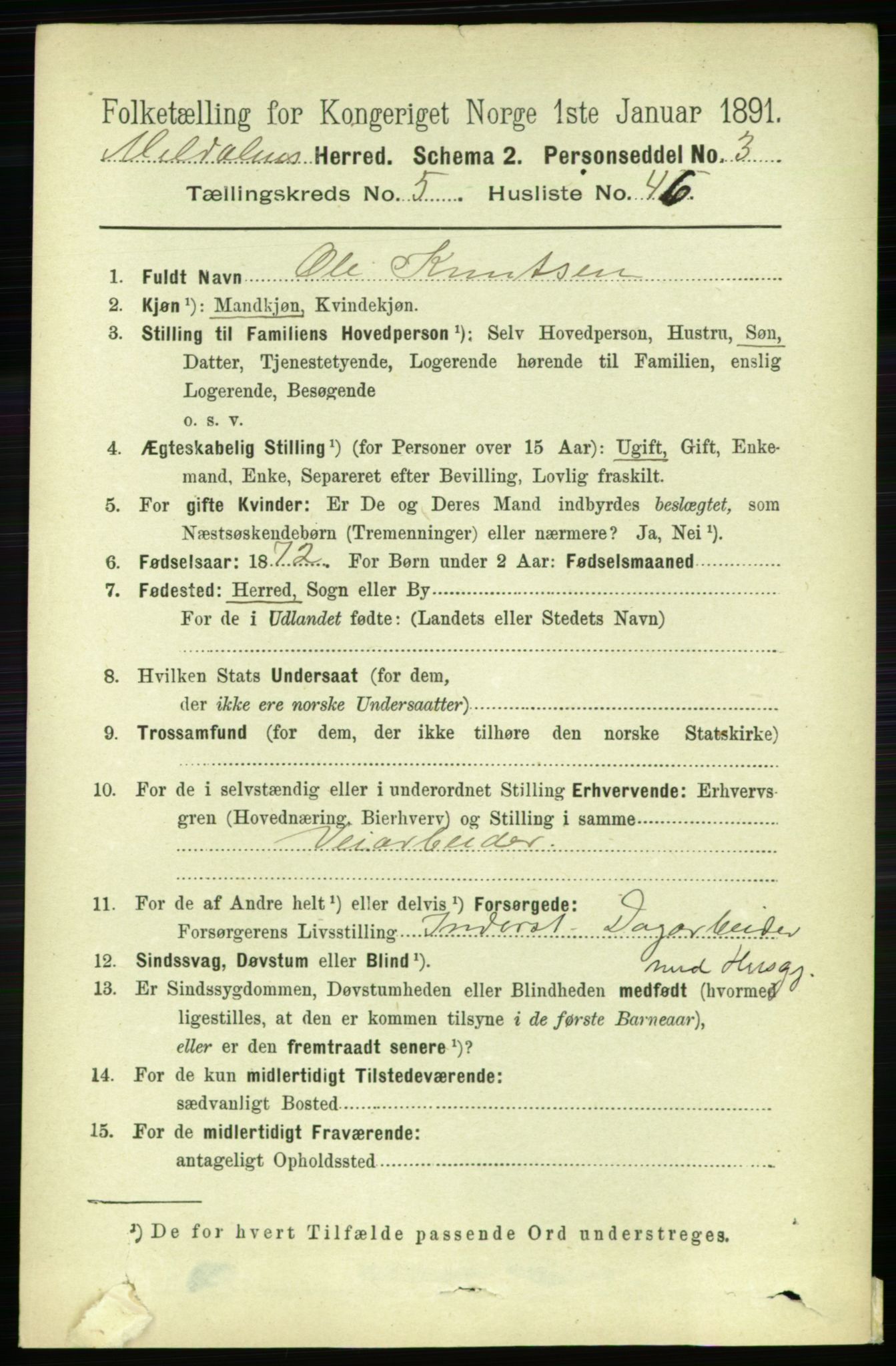 RA, 1891 census for 1636 Meldal, 1891, p. 2786