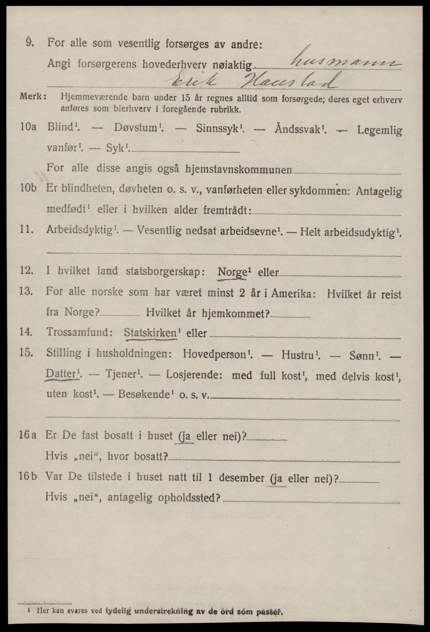 SAT, 1920 census for Rindal, 1920, p. 1609