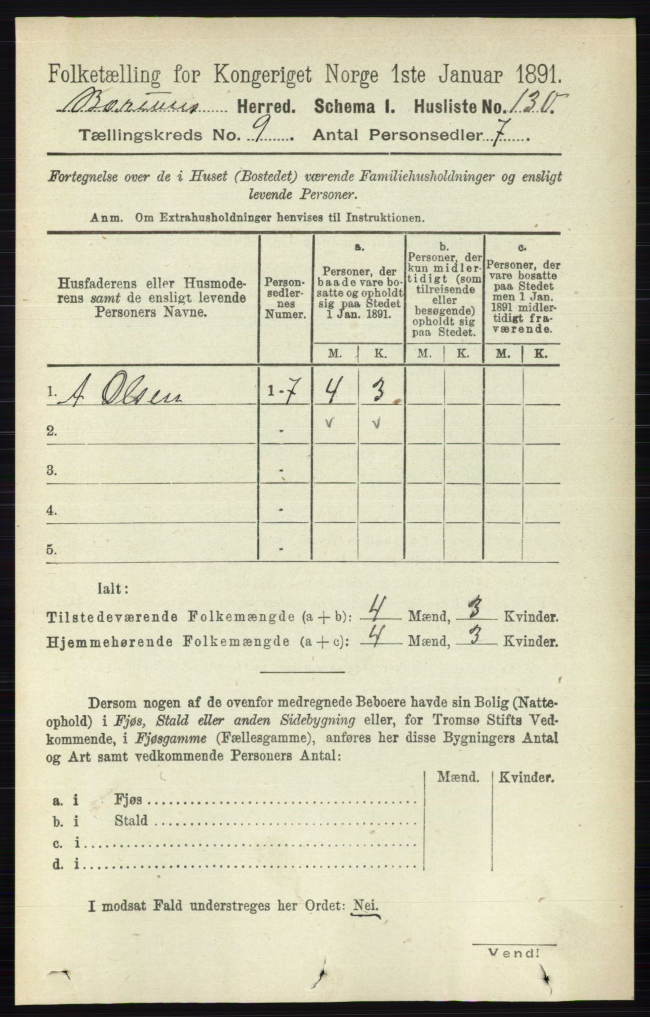 RA, 1891 census for 0219 Bærum, 1891, p. 5116