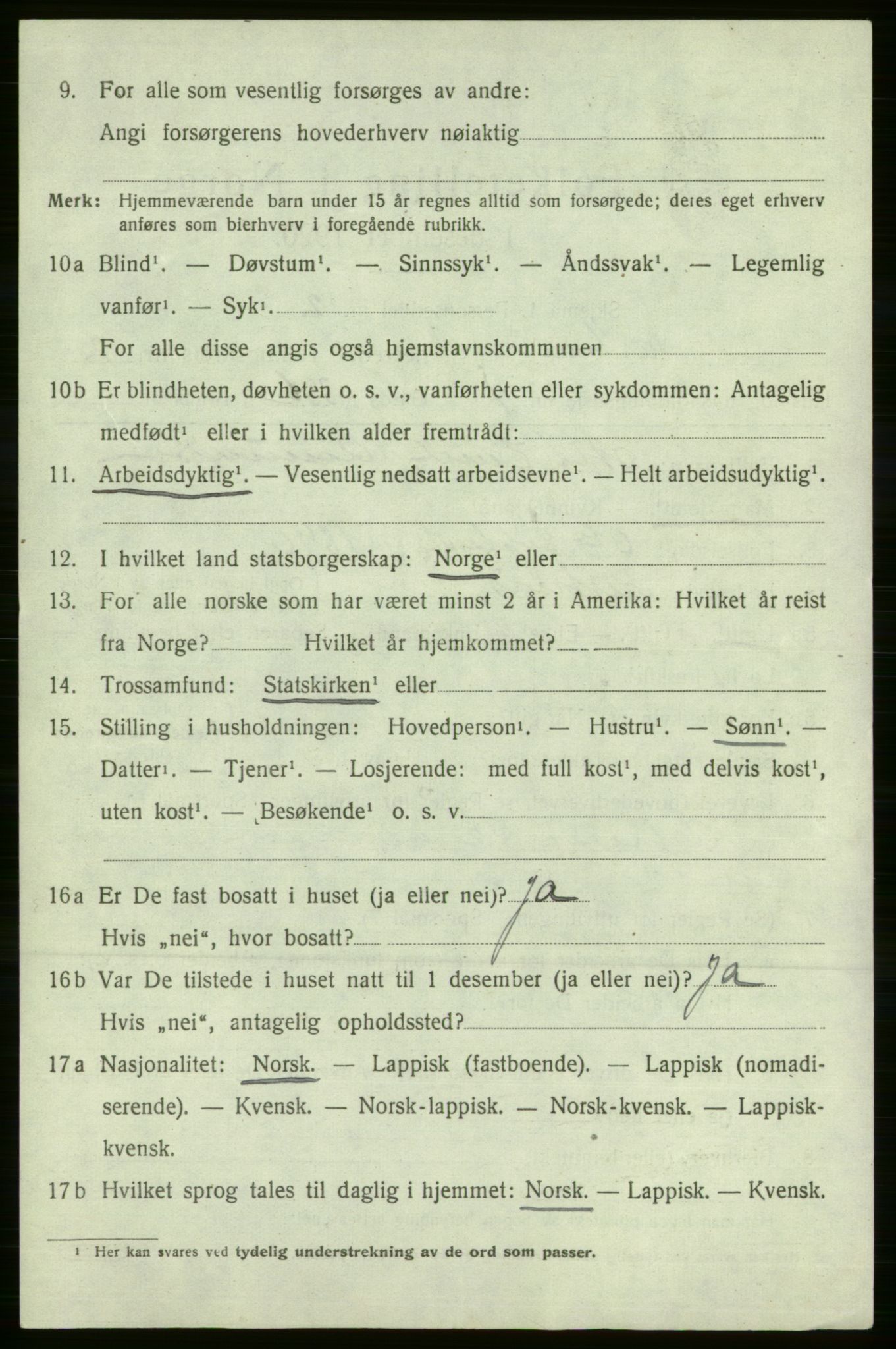 SATØ, 1920 census for Kistrand, 1920, p. 1493