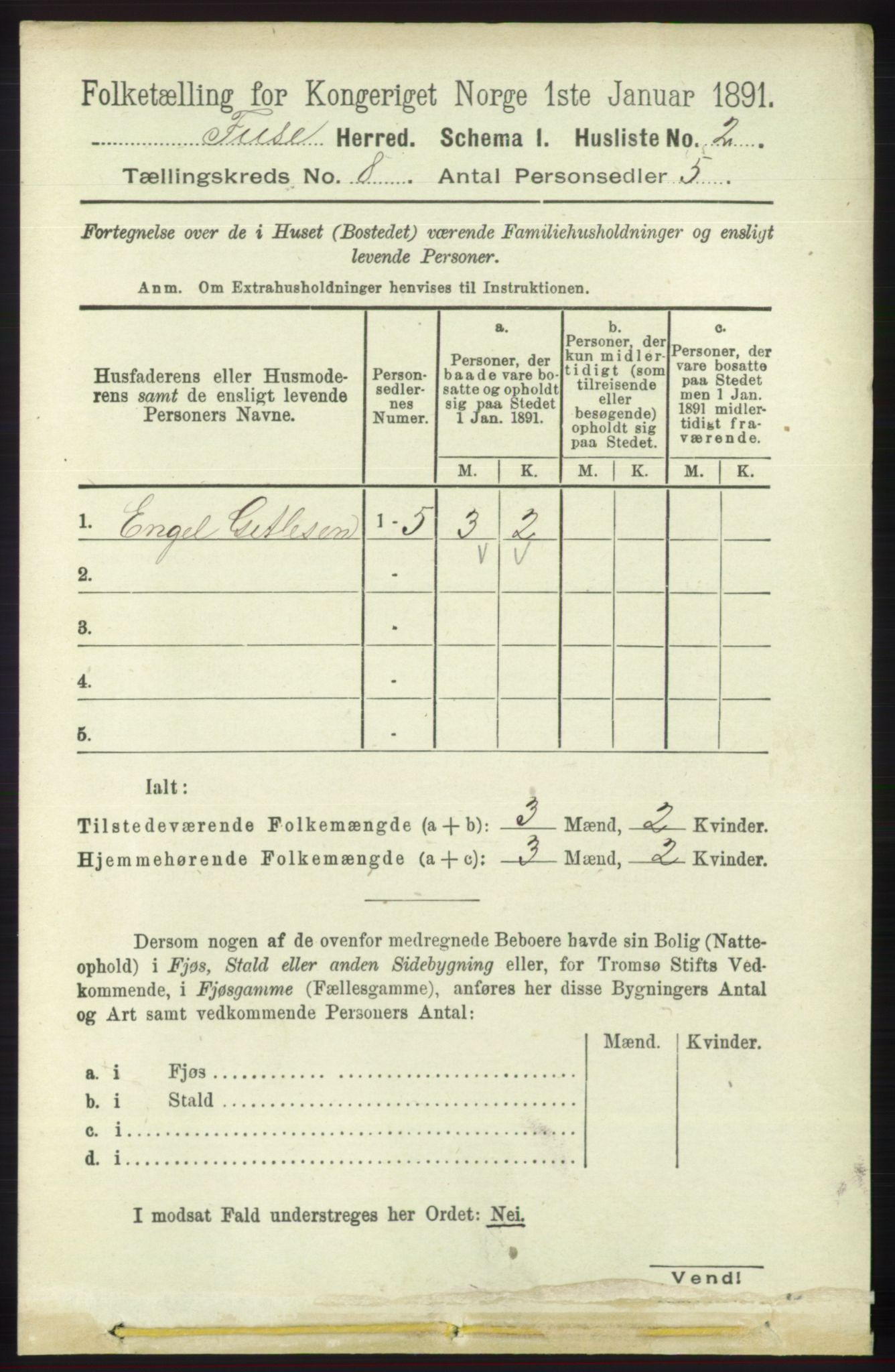 RA, 1891 census for 1241 Fusa, 1891, p. 1545