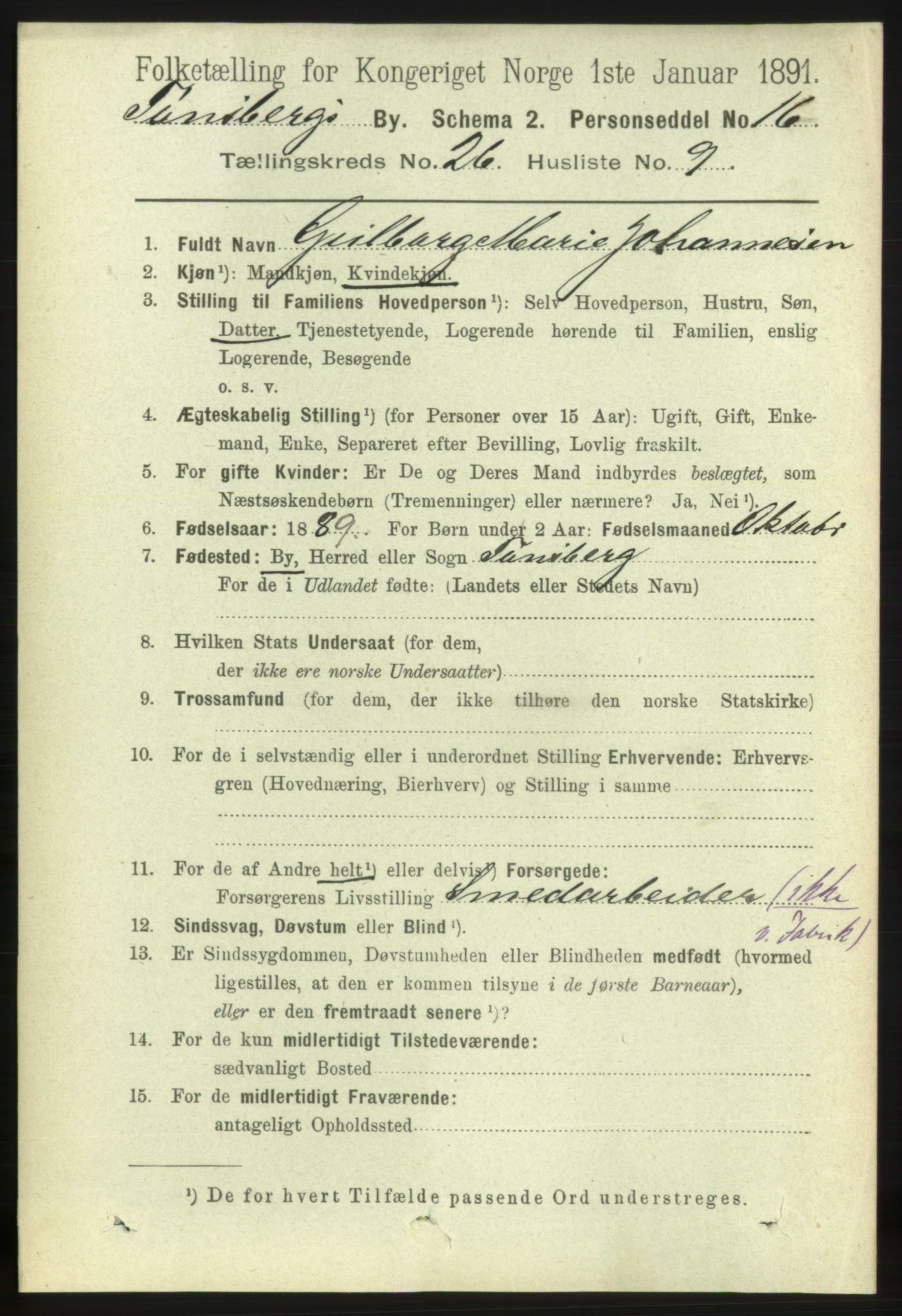 RA, 1891 census for 0705 Tønsberg, 1891, p. 6779