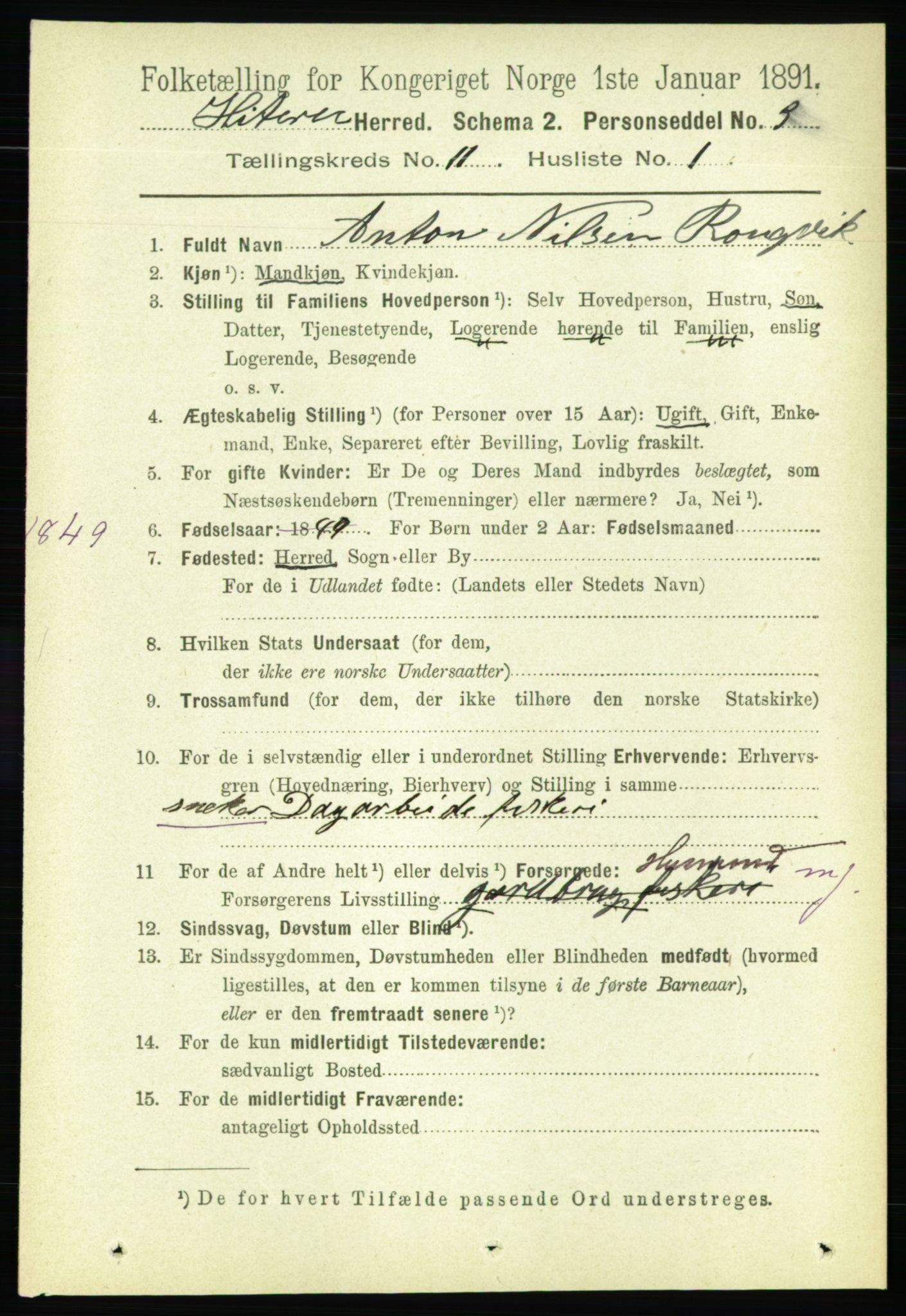 RA, 1891 census for 1617 Hitra, 1891, p. 2440