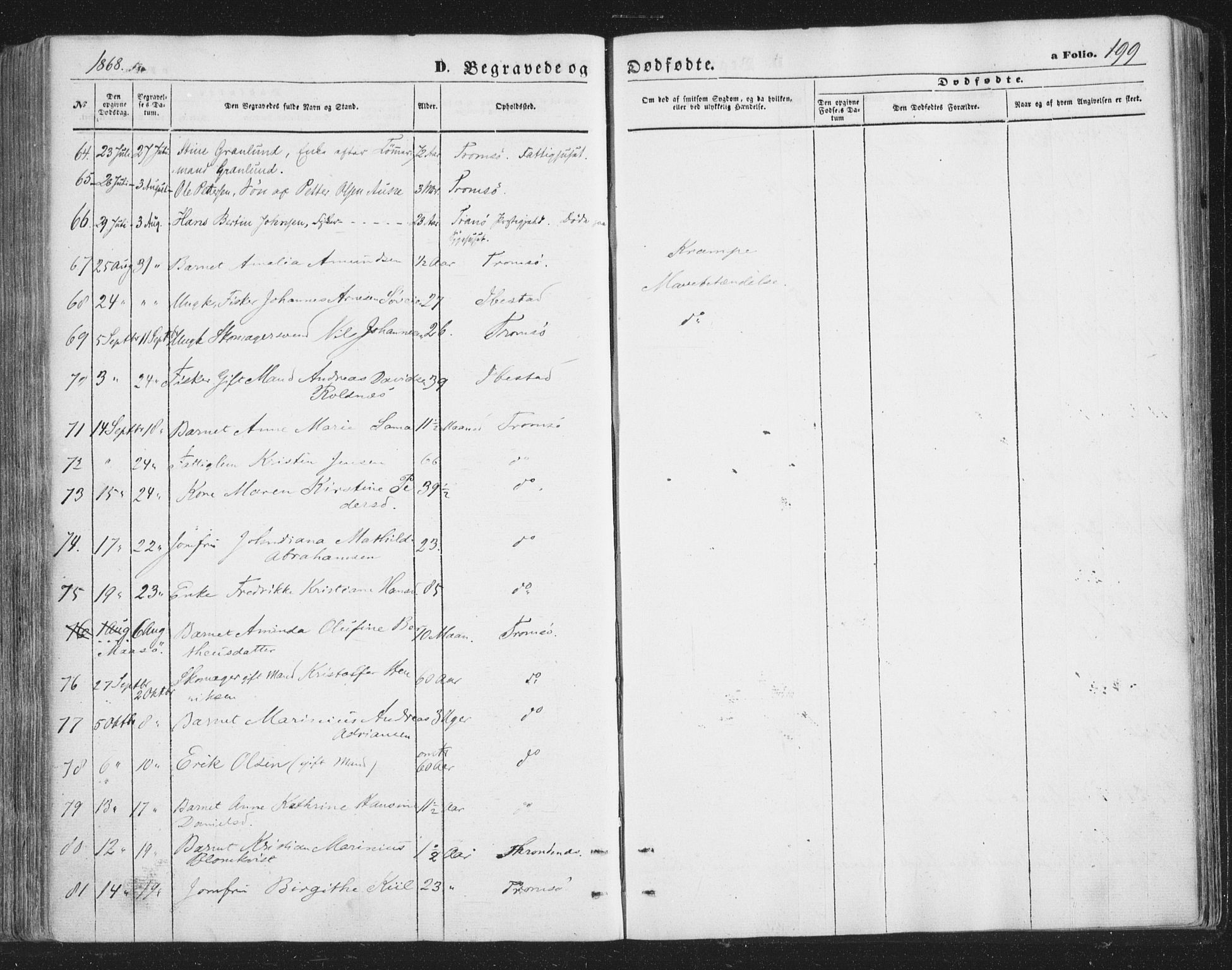 Tromsø sokneprestkontor/stiftsprosti/domprosti, SATØ/S-1343/G/Ga/L0012kirke: Parish register (official) no. 12, 1865-1871, p. 199