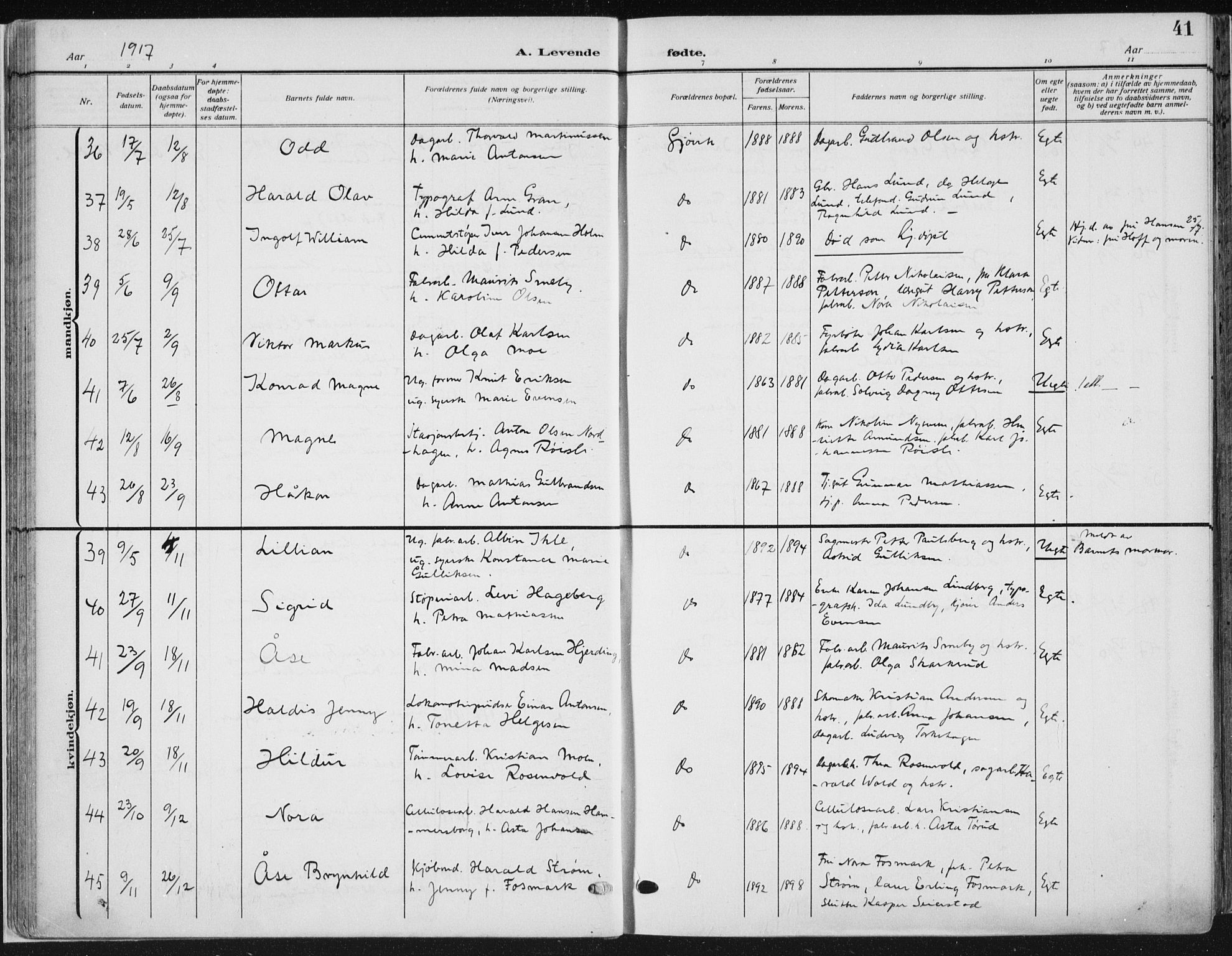 Vardal prestekontor, AV/SAH-PREST-100/H/Ha/Haa/L0014: Parish register (official) no. 14, 1912-1922, p. 41