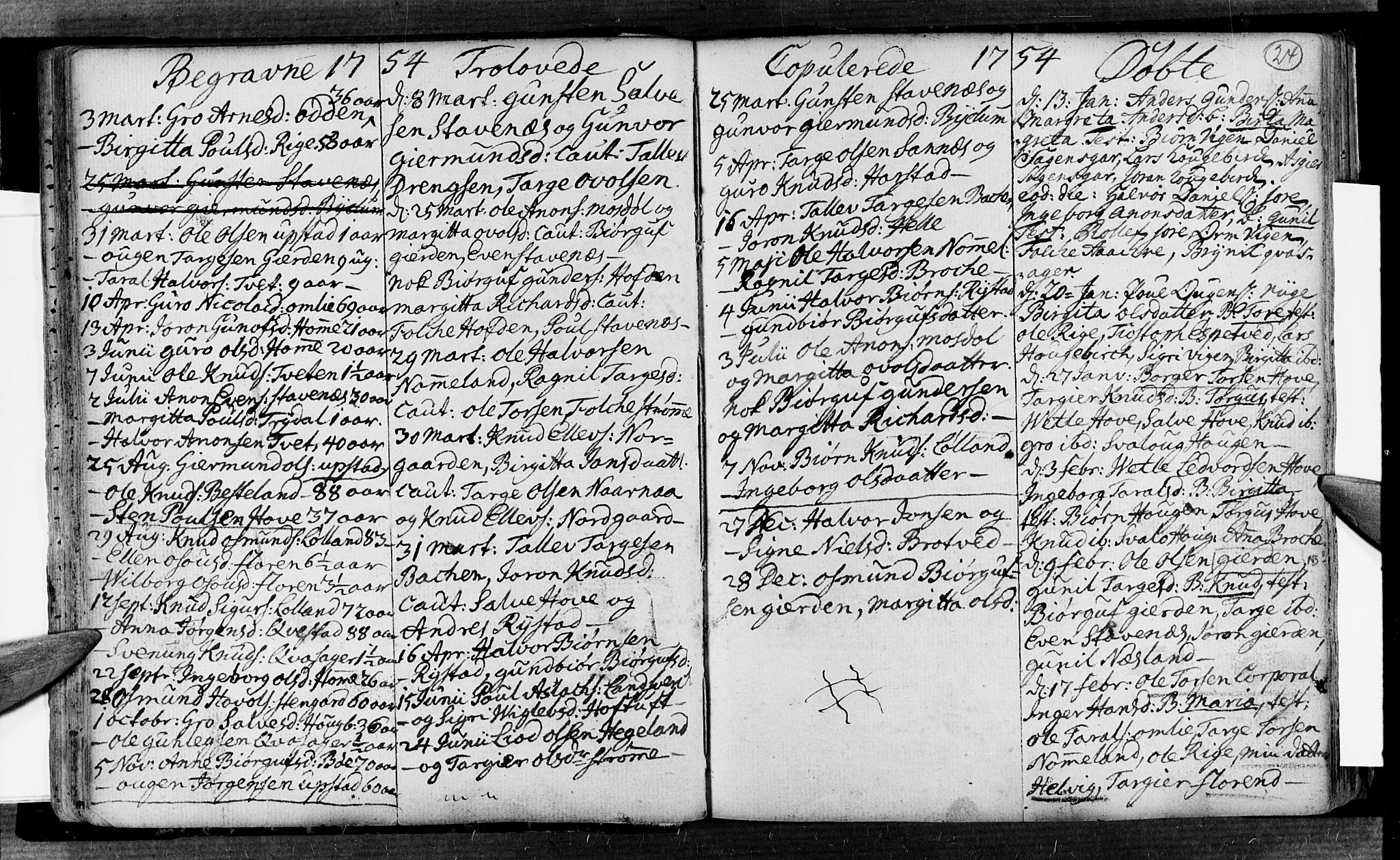 Valle sokneprestkontor, SAK/1111-0044/F/Fa/Fac/L0002: Parish register (official) no. A 2, 1745-1776, p. 24