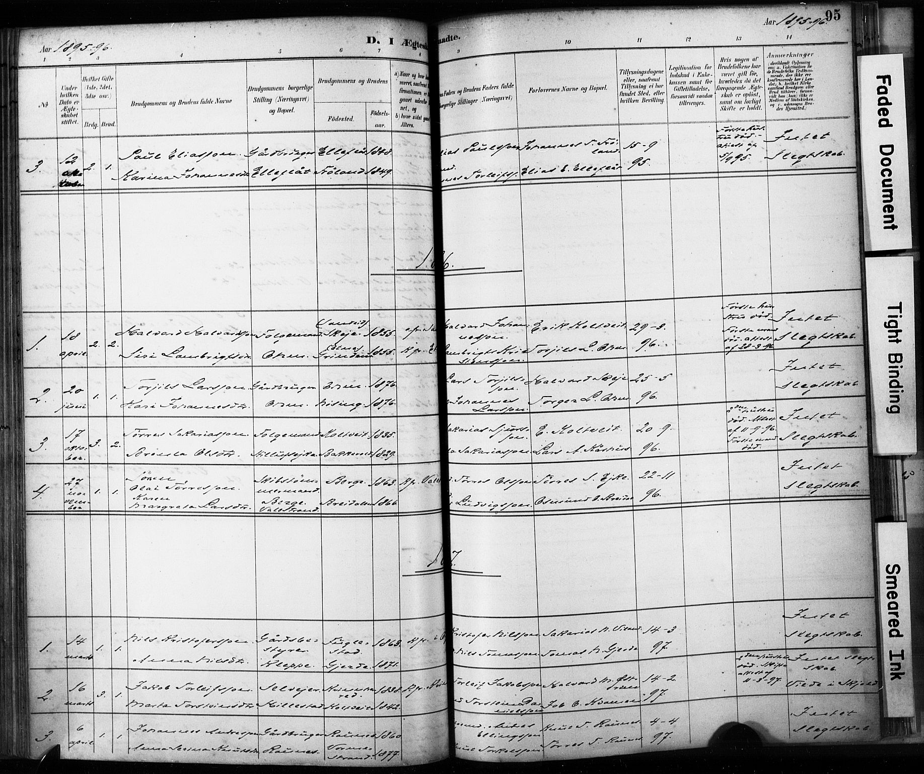 Skjold sokneprestkontor, AV/SAST-A-101847/H/Ha/Haa/L0009: Parish register (official) no. A 9, 1882-1898, p. 95