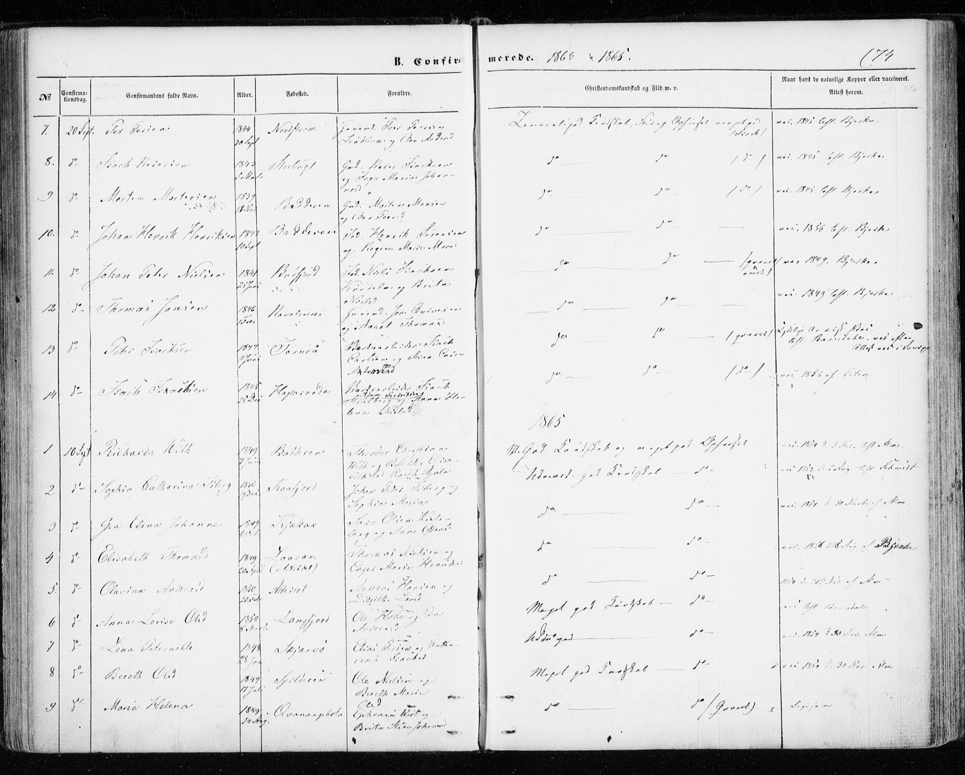 Skjervøy sokneprestkontor, SATØ/S-1300/H/Ha/Haa/L0011kirke: Parish register (official) no. 11, 1861-1877, p. 74