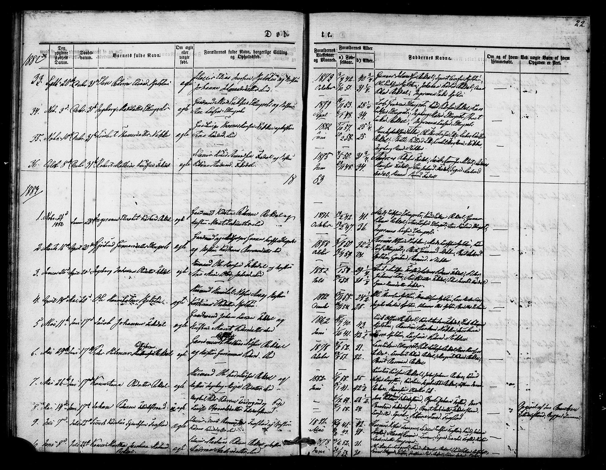 Ministerialprotokoller, klokkerbøker og fødselsregistre - Møre og Romsdal, AV/SAT-A-1454/540/L0540: Parish register (official) no. 540A01, 1872-1883, p. 22