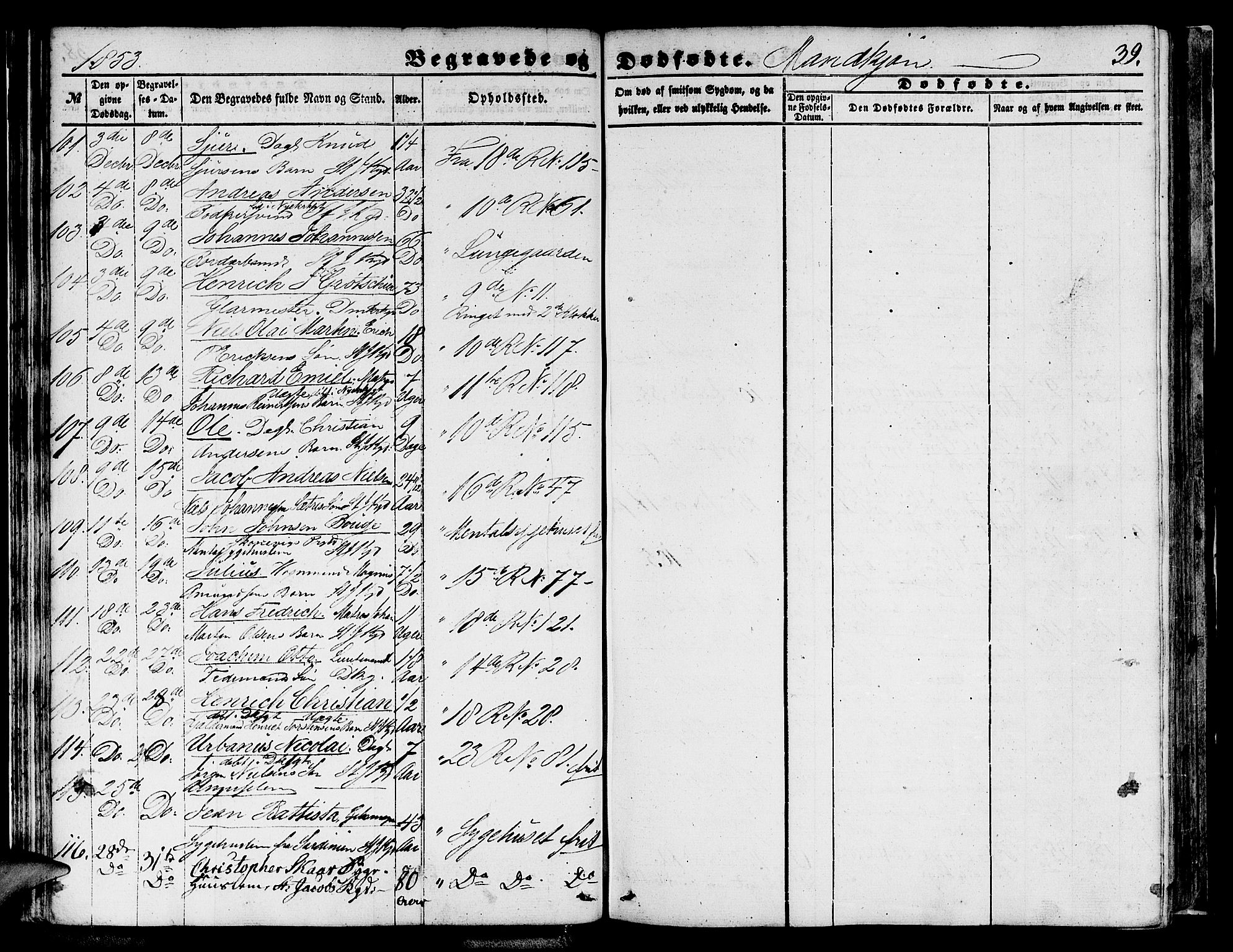 Domkirken sokneprestembete, AV/SAB-A-74801/H/Hab/L0038: Parish register (copy) no. E 2, 1847-1859, p. 39