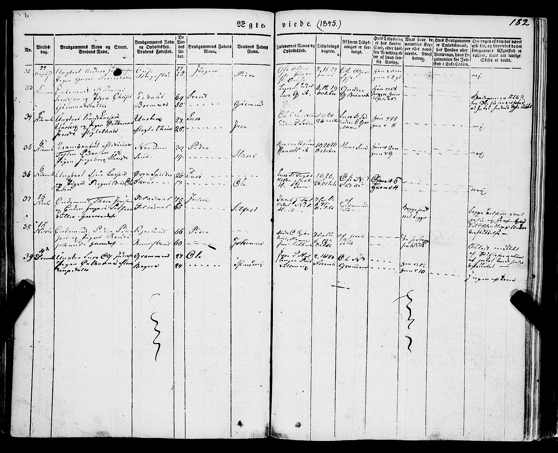 Ulvik sokneprestembete, SAB/A-78801/H/Haa: Parish register (official) no. A 12, 1839-1853, p. 182