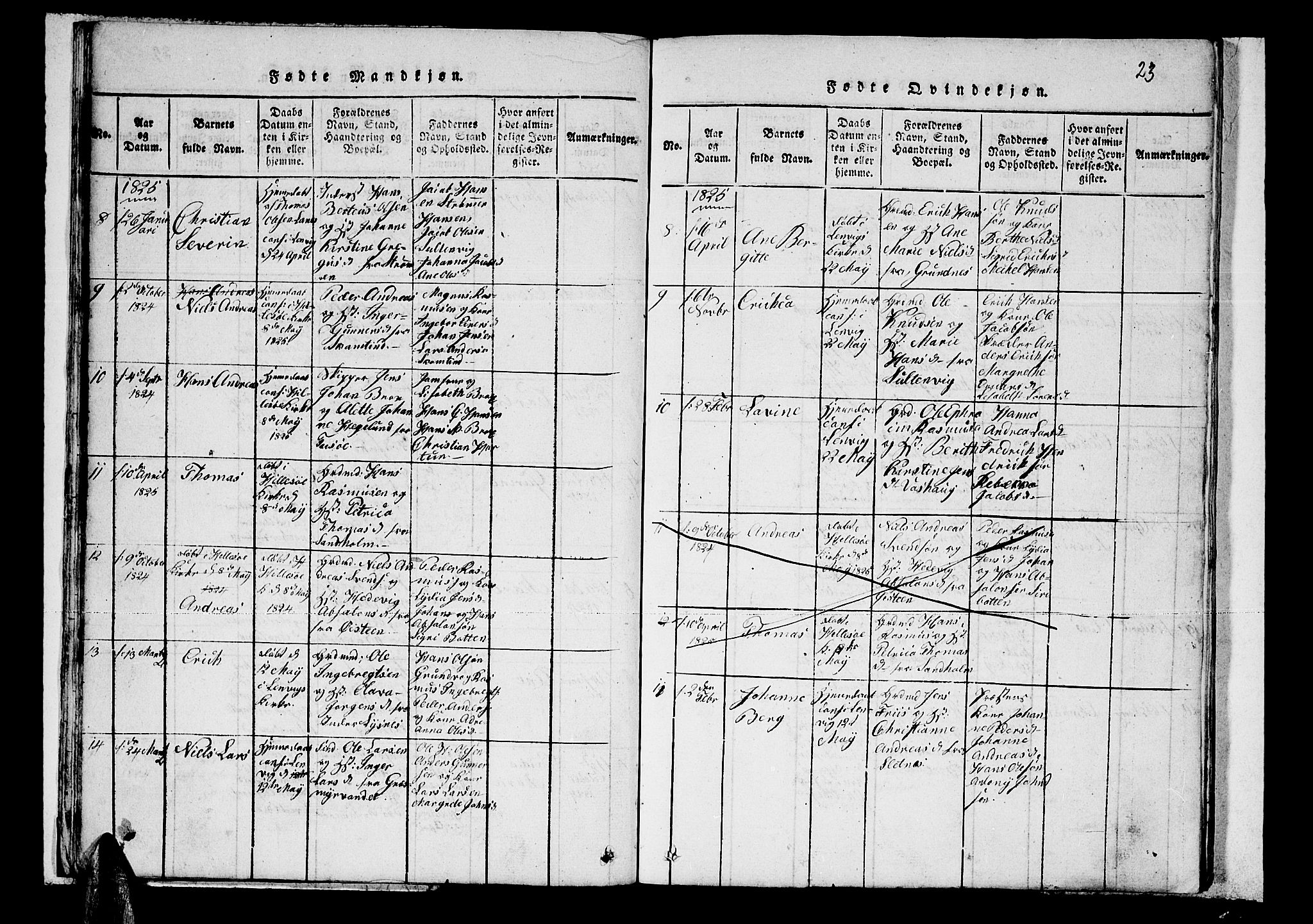 Lenvik sokneprestembete, SATØ/S-1310/H/Ha/Hab/L0001klokker: Parish register (copy) no. 1, 1822-1837, p. 23