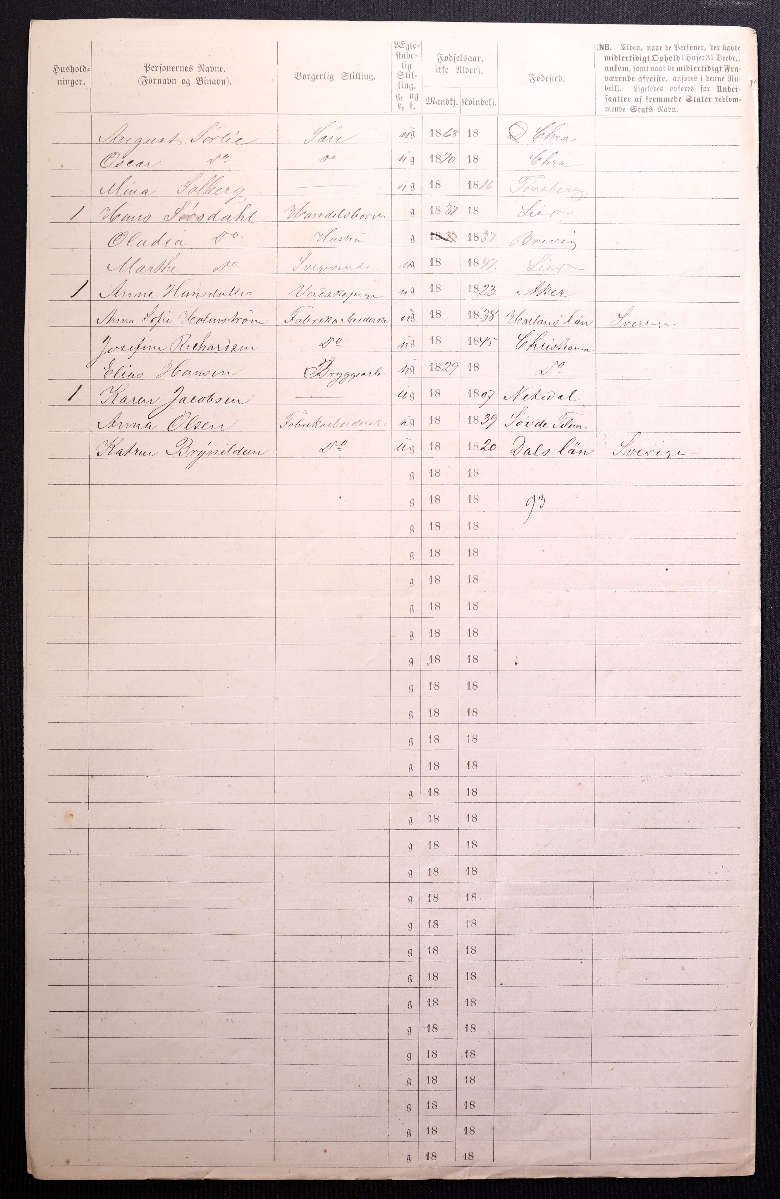 RA, 1870 census for 0301 Kristiania, 1870, p. 4246