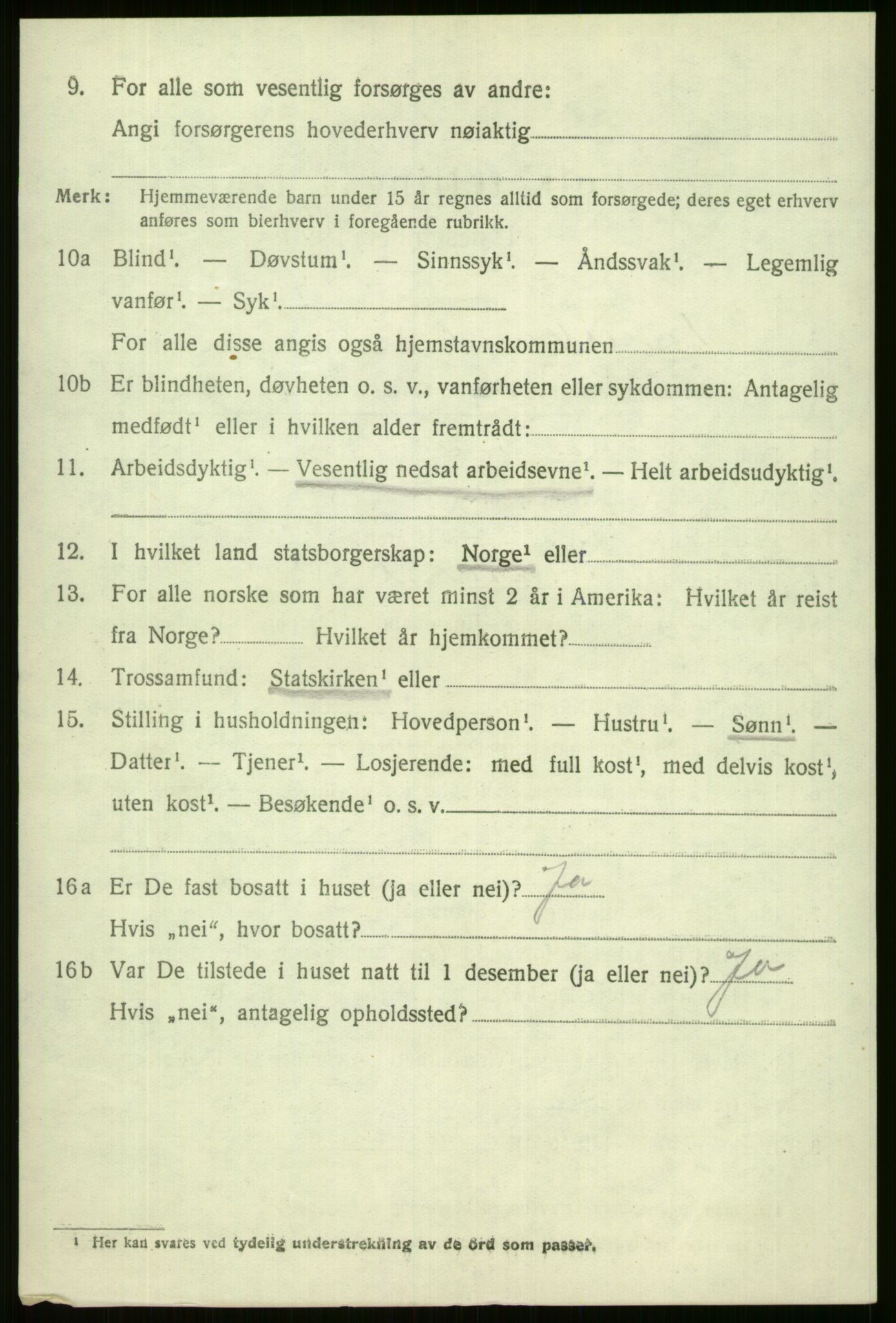 SAB, 1920 census for Vossestrand, 1920, p. 1417