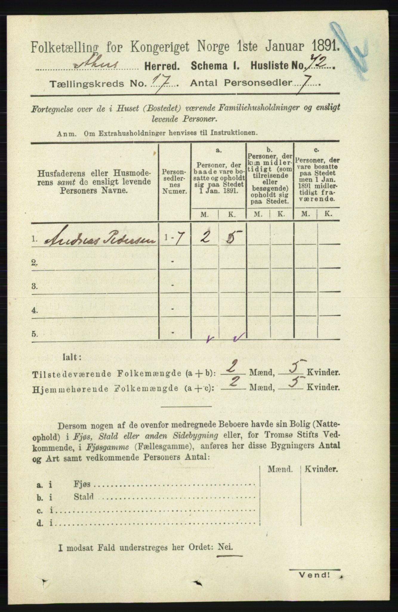 RA, 1891 census for 0218 Aker, 1891, p. 15842