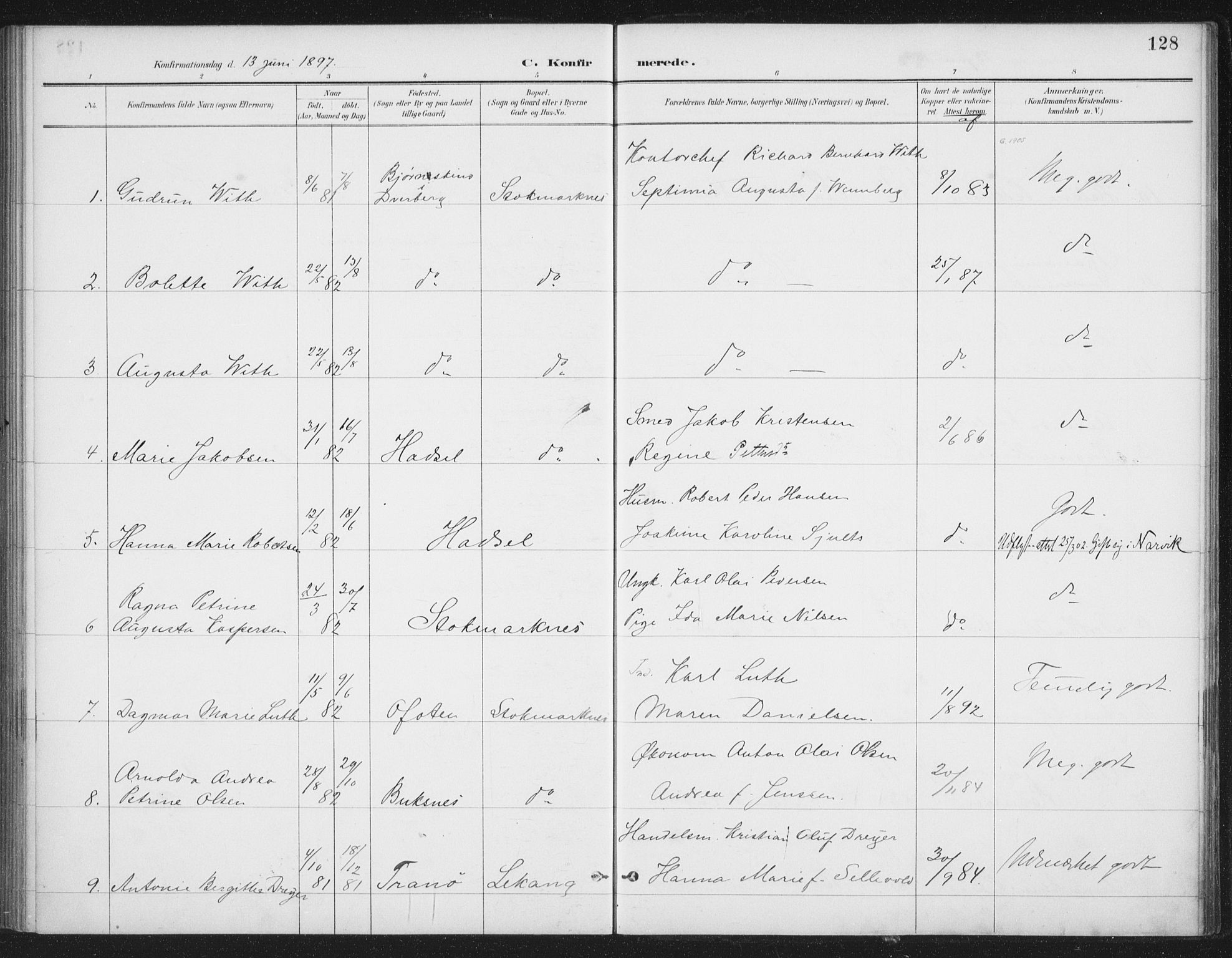 Ministerialprotokoller, klokkerbøker og fødselsregistre - Nordland, SAT/A-1459/888/L1245: Parish register (official) no. 888A11, 1888-1900, p. 128