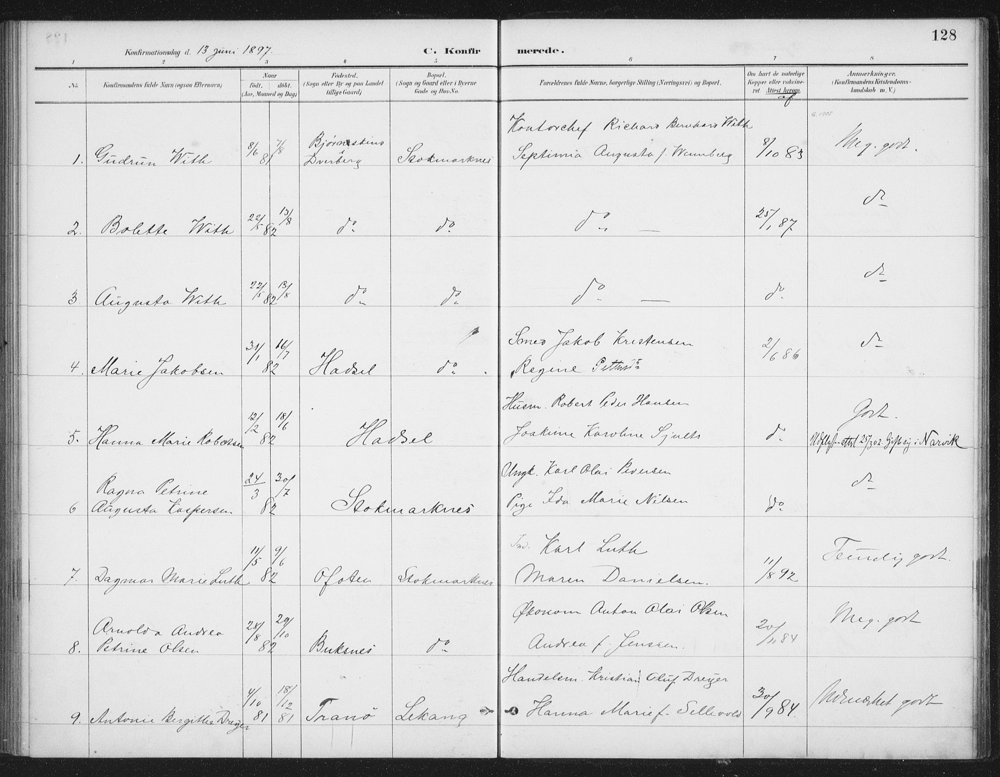 Ministerialprotokoller, klokkerbøker og fødselsregistre - Nordland, AV/SAT-A-1459/888/L1245: Parish register (official) no. 888A11, 1888-1900, p. 128
